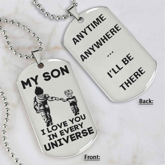 DRB Personalized Double Sided Dog Tag To My Son Never Forget That I Love You - Anytime Anywhere I Will Be There