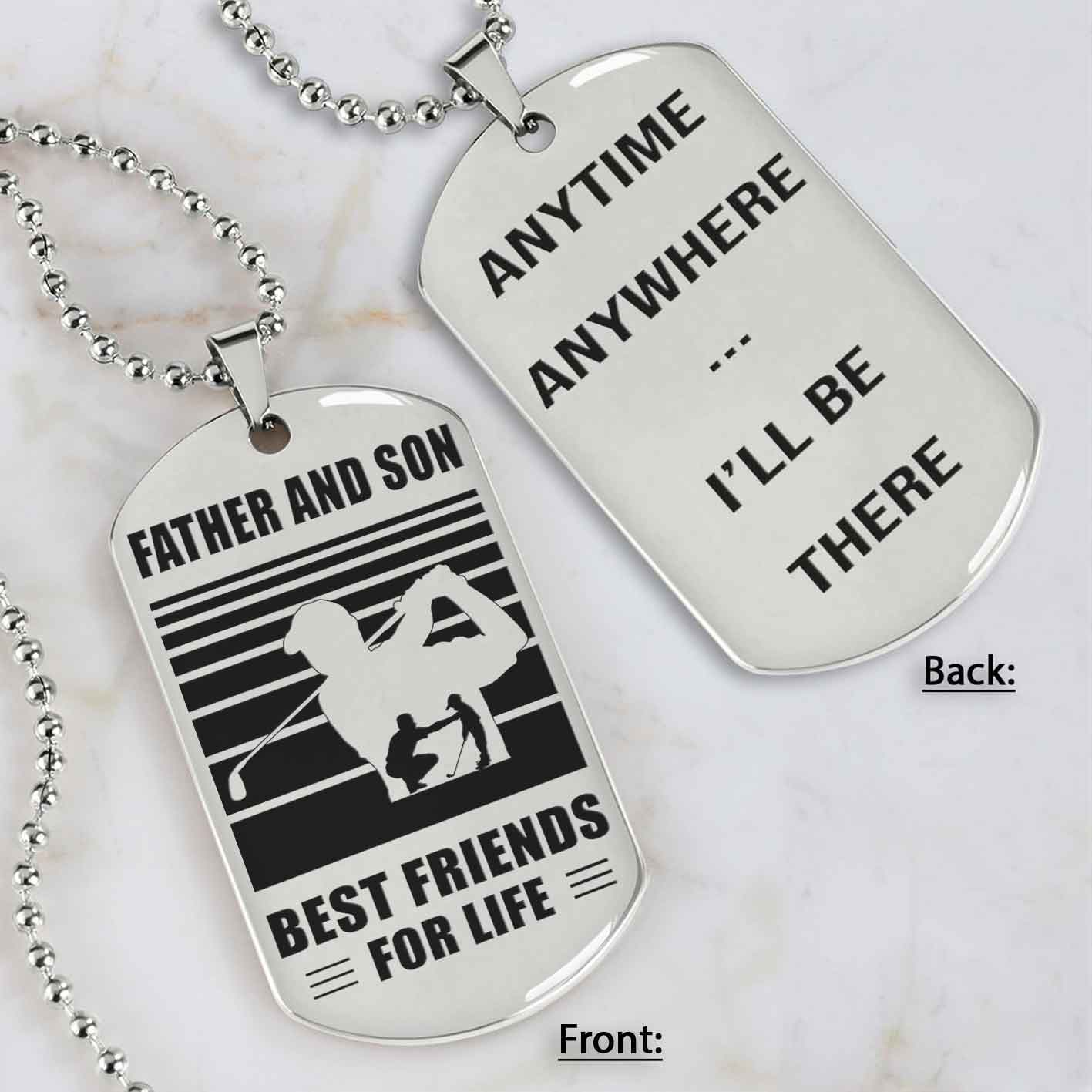 Silver Version Basketball Personalized Double Sided Dog Tag Father And Son Best Friends For Life  Message on the back side