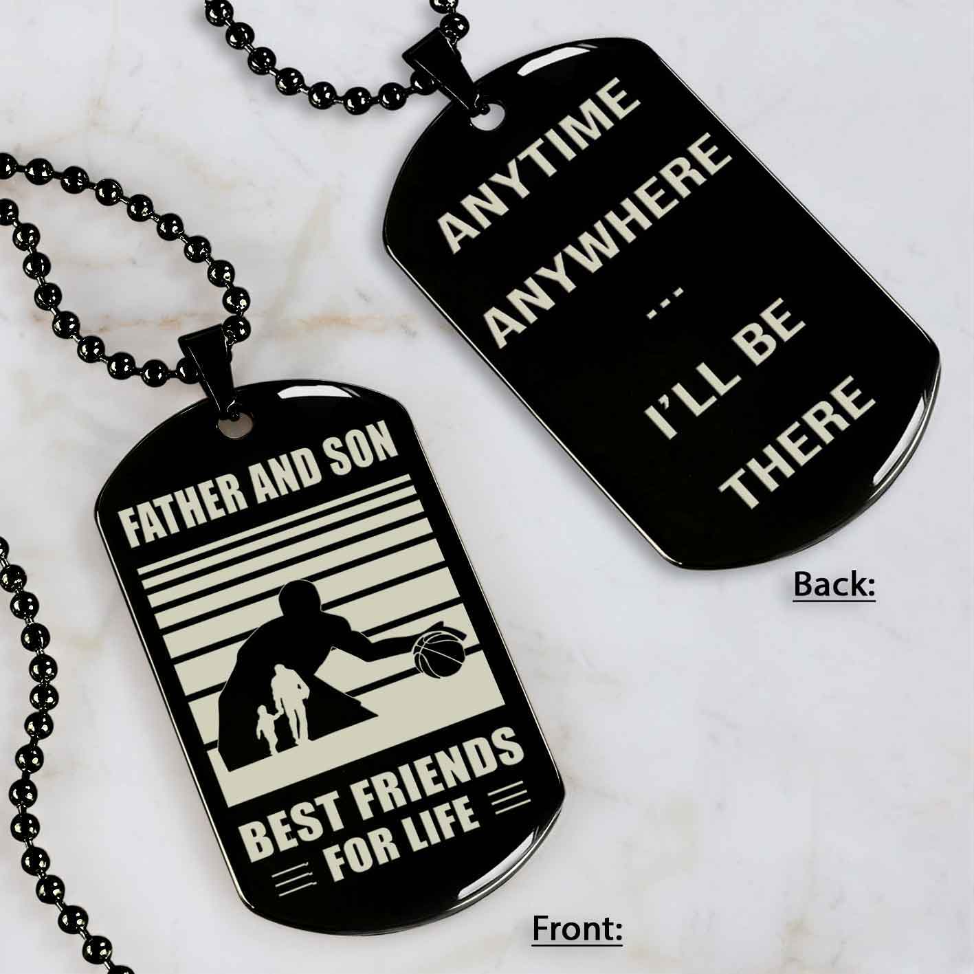 Basketball Personalized Double Sided Dog Tag Father And Son Best Friends For Life Message on the back side New Version