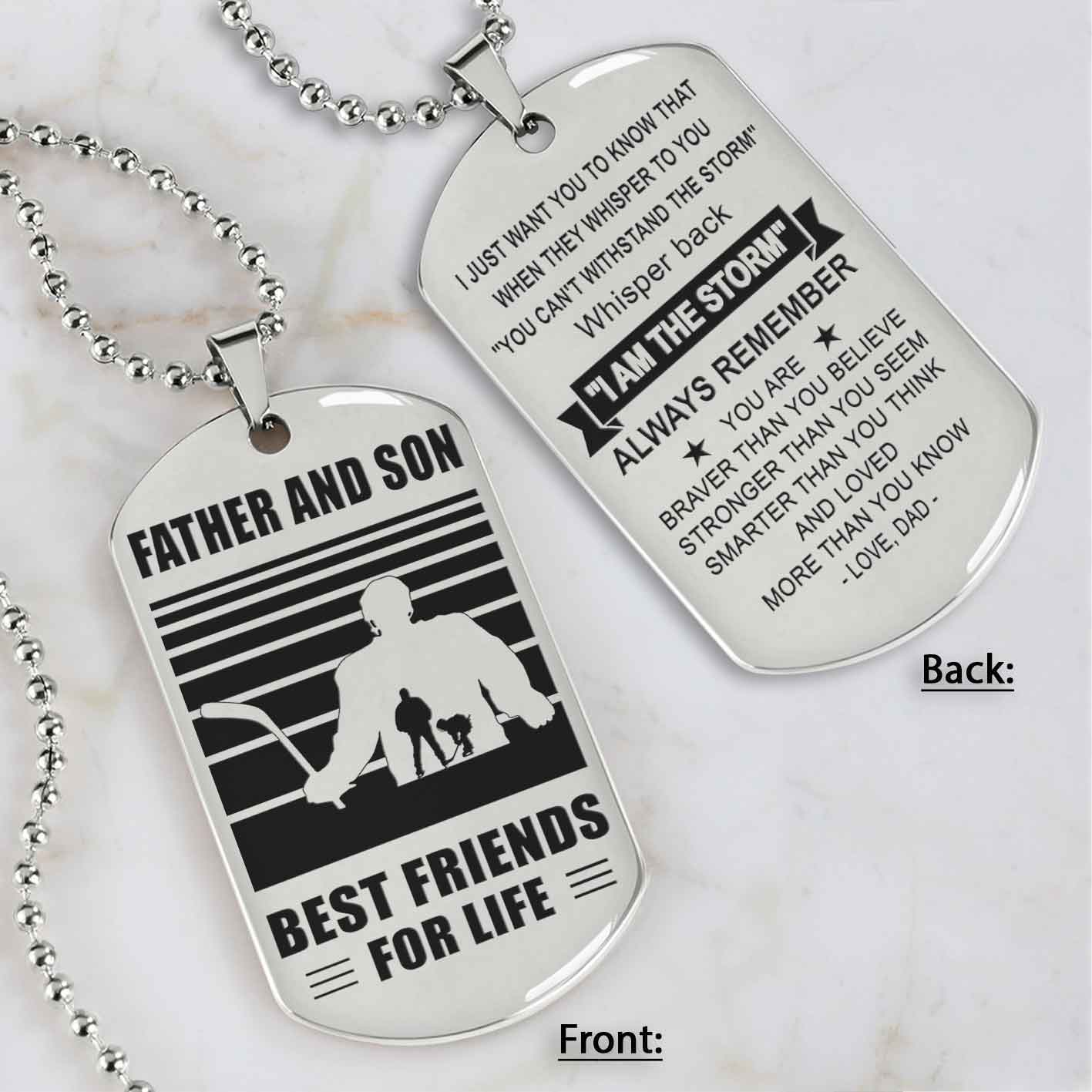 Silver Version Basketball Personalized Double Sided Dog Tag Father And Son Best Friends For Life  Message on the back side