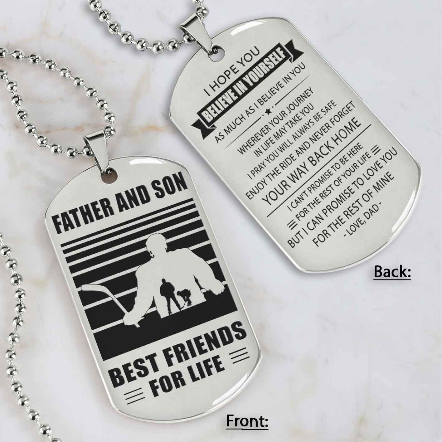 Silver Version Basketball Personalized Double Sided Dog Tag Father And Son Best Friends For Life  Message on the back side