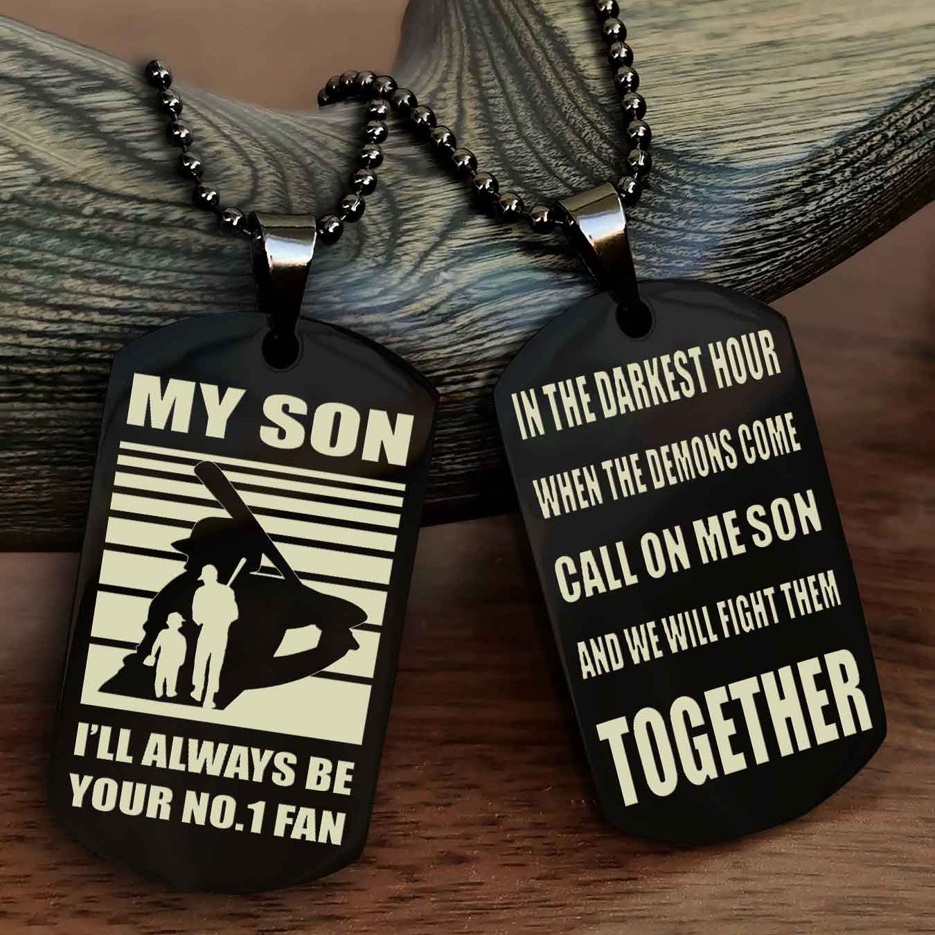 Sport Personalized Double Sided Dog Tag I Will Always Be Your No 1 Fan - Call On Me Son From Dad And Mom