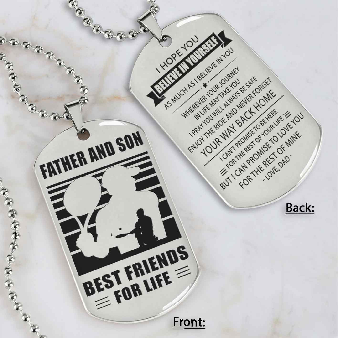 Silver Version Basketball Personalized Double Sided Dog Tag Father And Son Best Friends For Life  Message on the back side