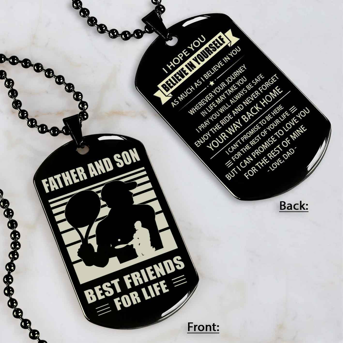 Basketball Personalized Double Sided Dog Tag Father And Son Best Friends For Life Message on the back side New Version