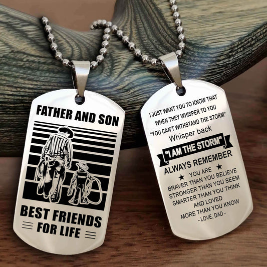Cowboy Personalized Double Sided Dog Tag To My Son I Love You - Whisper Back I'm The Storm