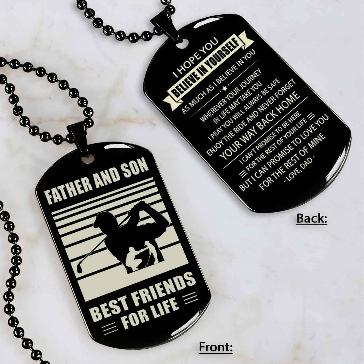 Basketball Personalized Double Sided Dog Tag Father And Son Best Friends For Life Message on the back side New Version