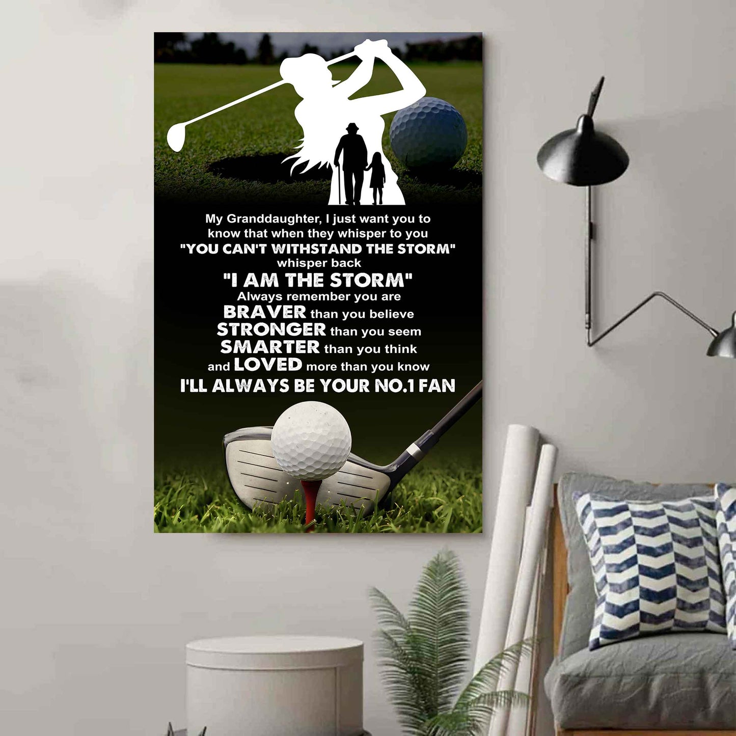 Baketball Poster Canvas Grandpa To Granddaughter - Whisper Back I Am The Storm I Will Always Your No 1 Fan