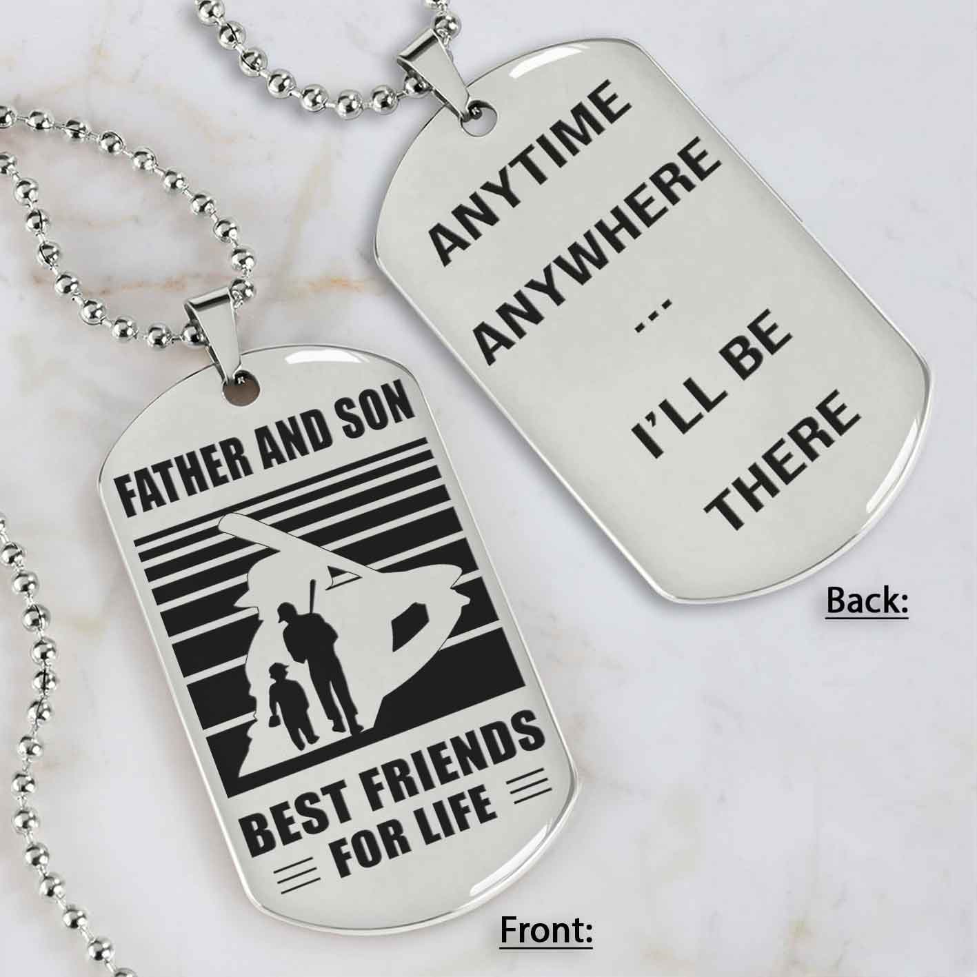 Silver Version Basketball Personalized Double Sided Dog Tag Father And Son Best Friends For Life  Message on the back side