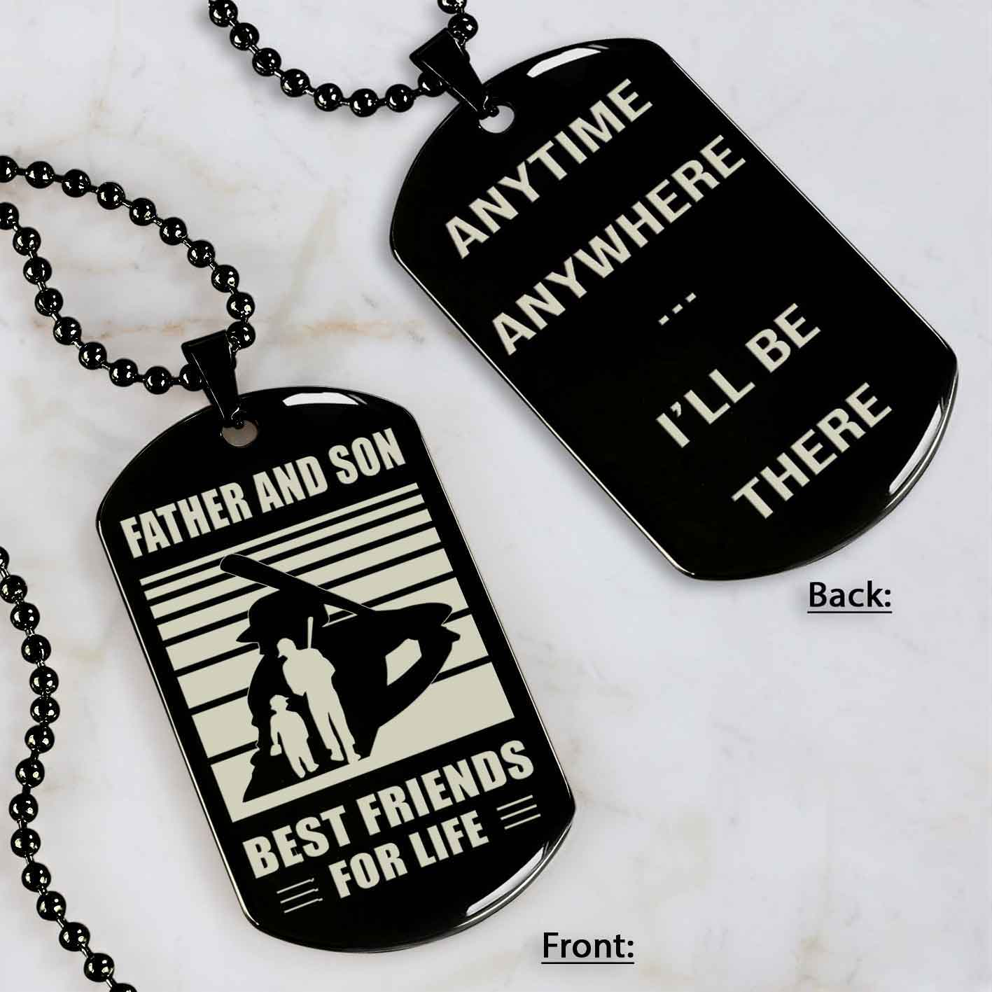 Basketball Personalized Double Sided Dog Tag Father And Son Best Friends For Life Message on the back side New Version