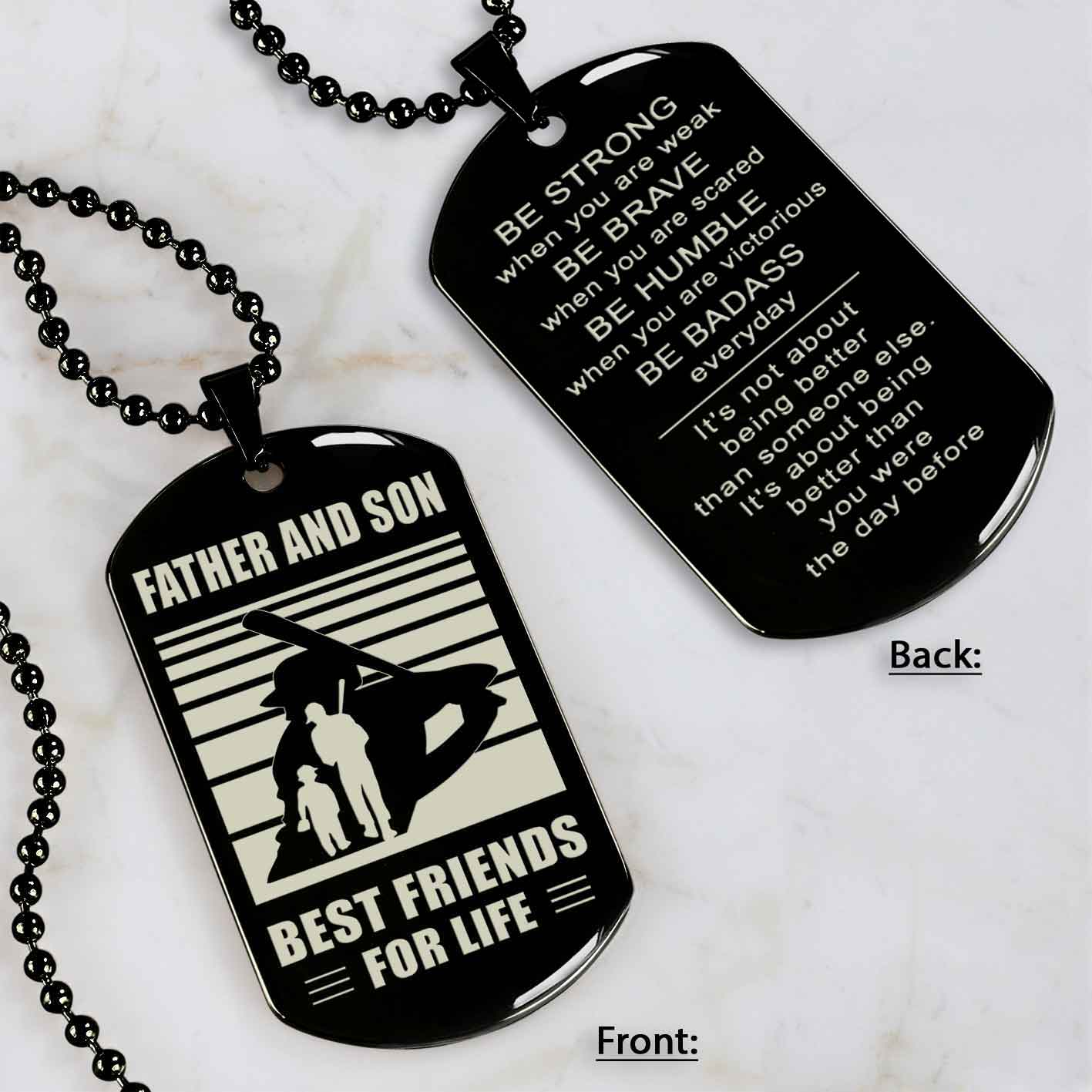 Basketball Personalized Double Sided Dog Tag Father And Son Best Friends For Life Message on the back side New Version