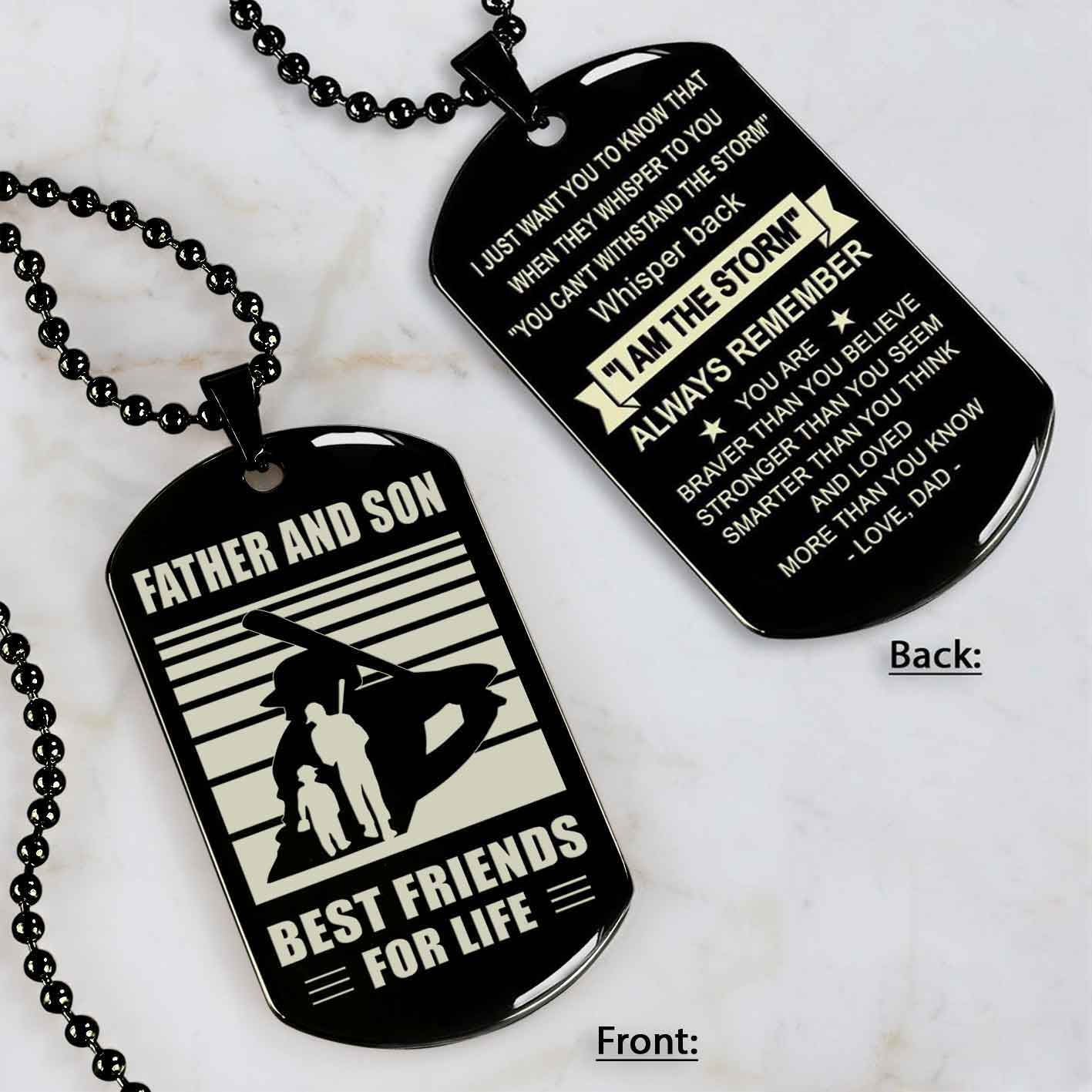 Basketball Personalized Double Sided Dog Tag Father And Son Best Friends For Life Message on the back side New Version