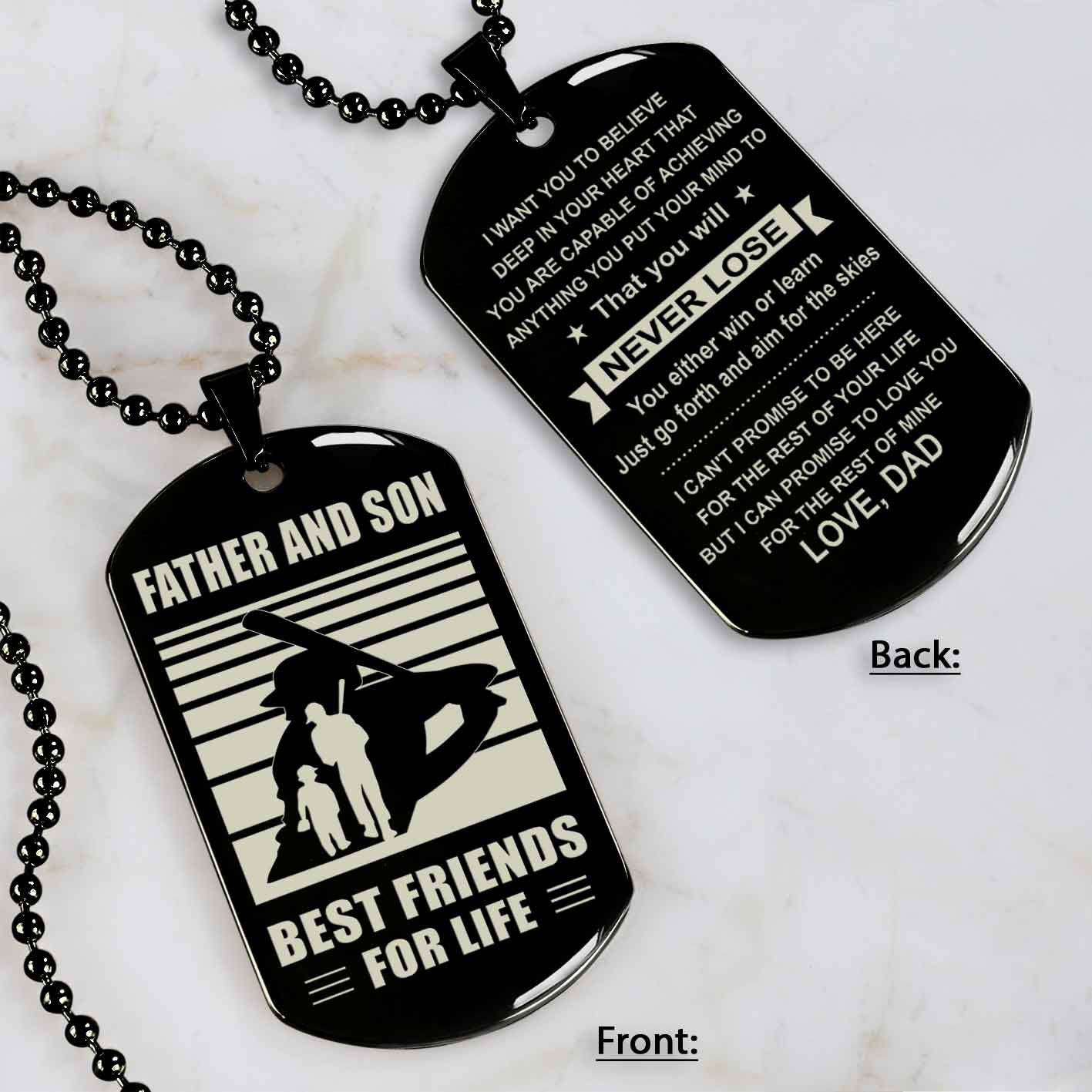 Basketball Personalized Double Sided Dog Tag Father And Son Best Friends For Life Message on the back side New Version