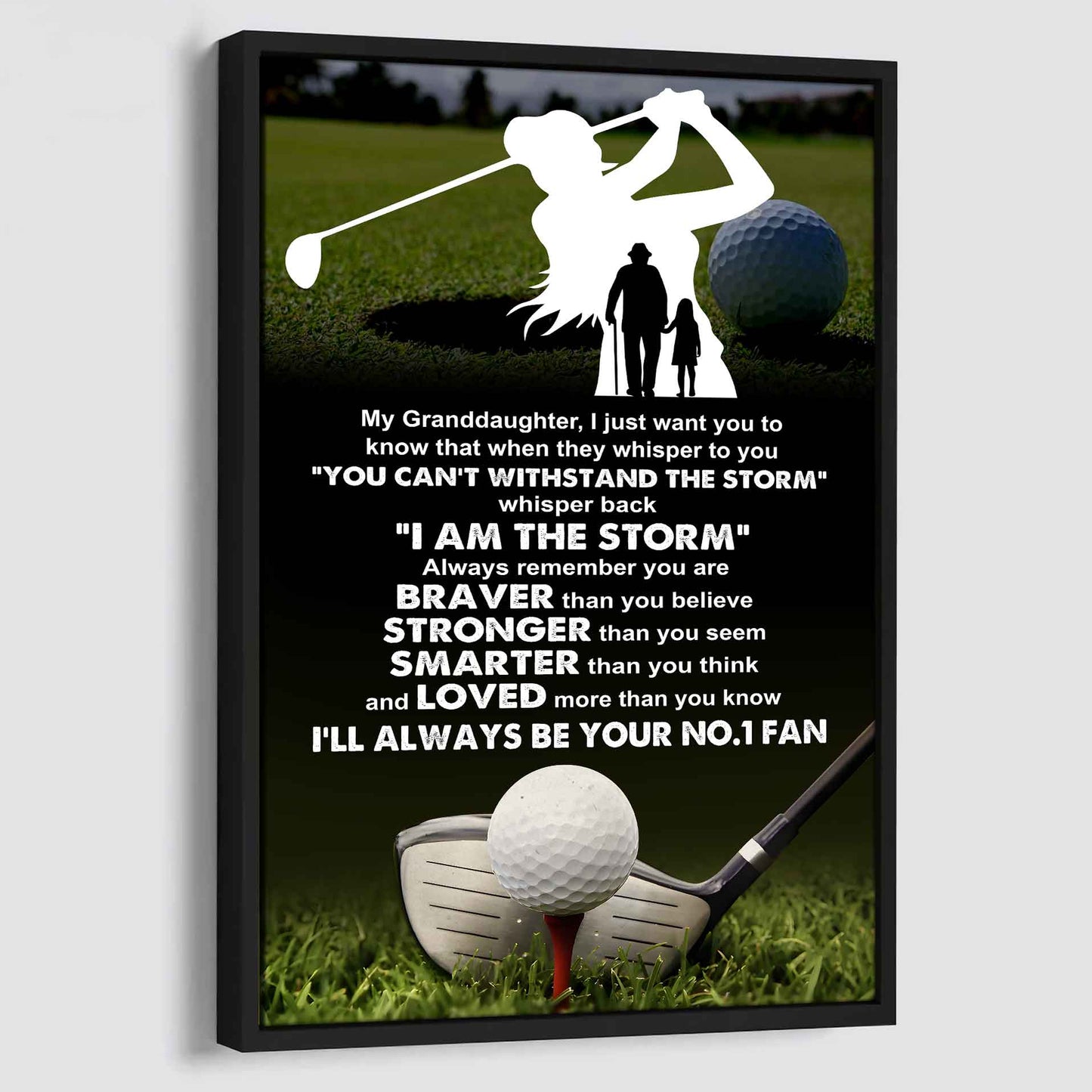 Baketball Poster Canvas Grandpa To Granddaughter - Whisper Back I Am The Storm I Will Always Your No 1 Fan