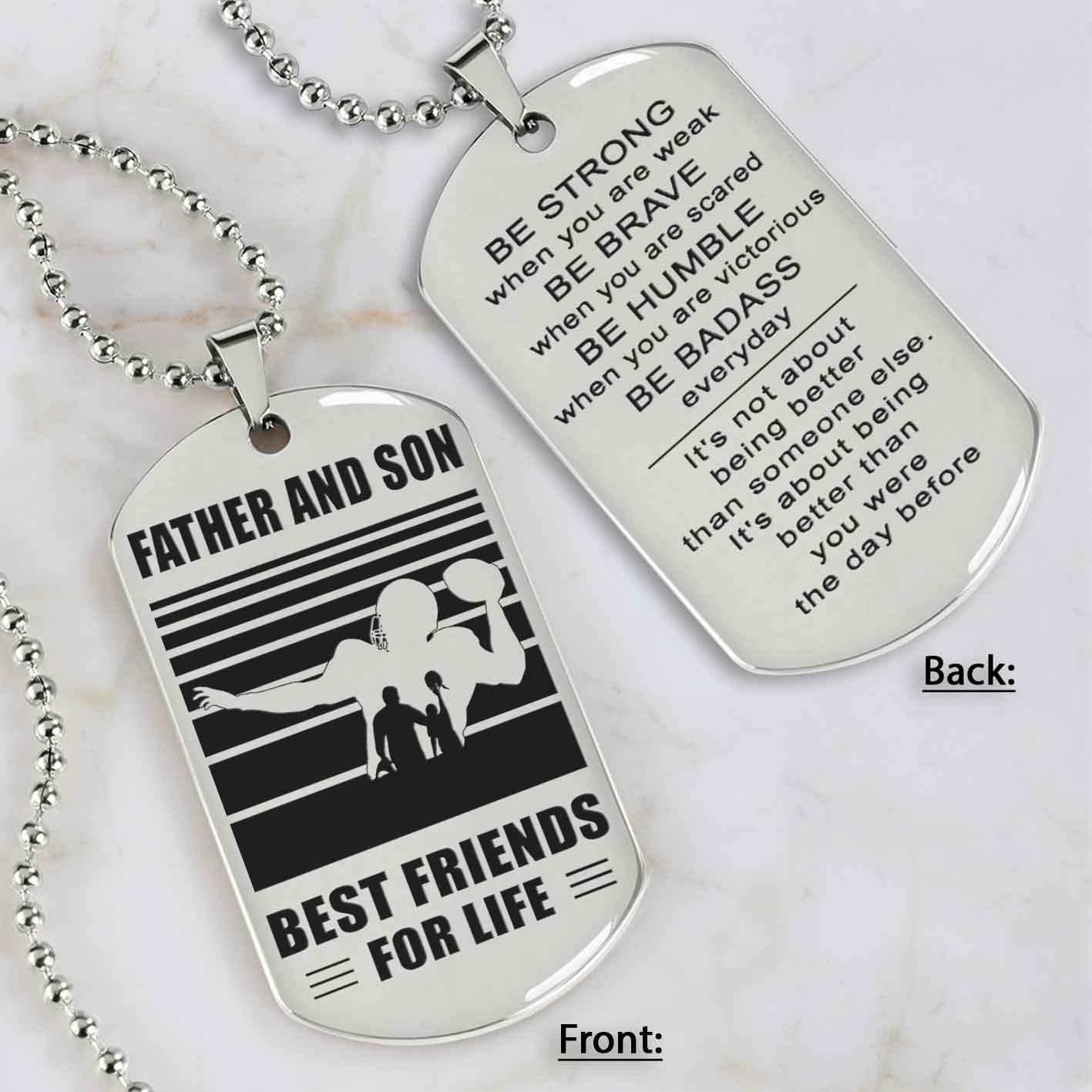 Silver Version Basketball Personalized Double Sided Dog Tag Father And Son Best Friends For Life  Message on the back side