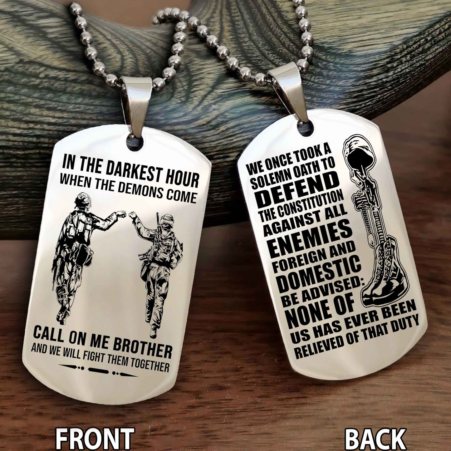 Soldier Personalized Double Sided Dog Tag For Brother