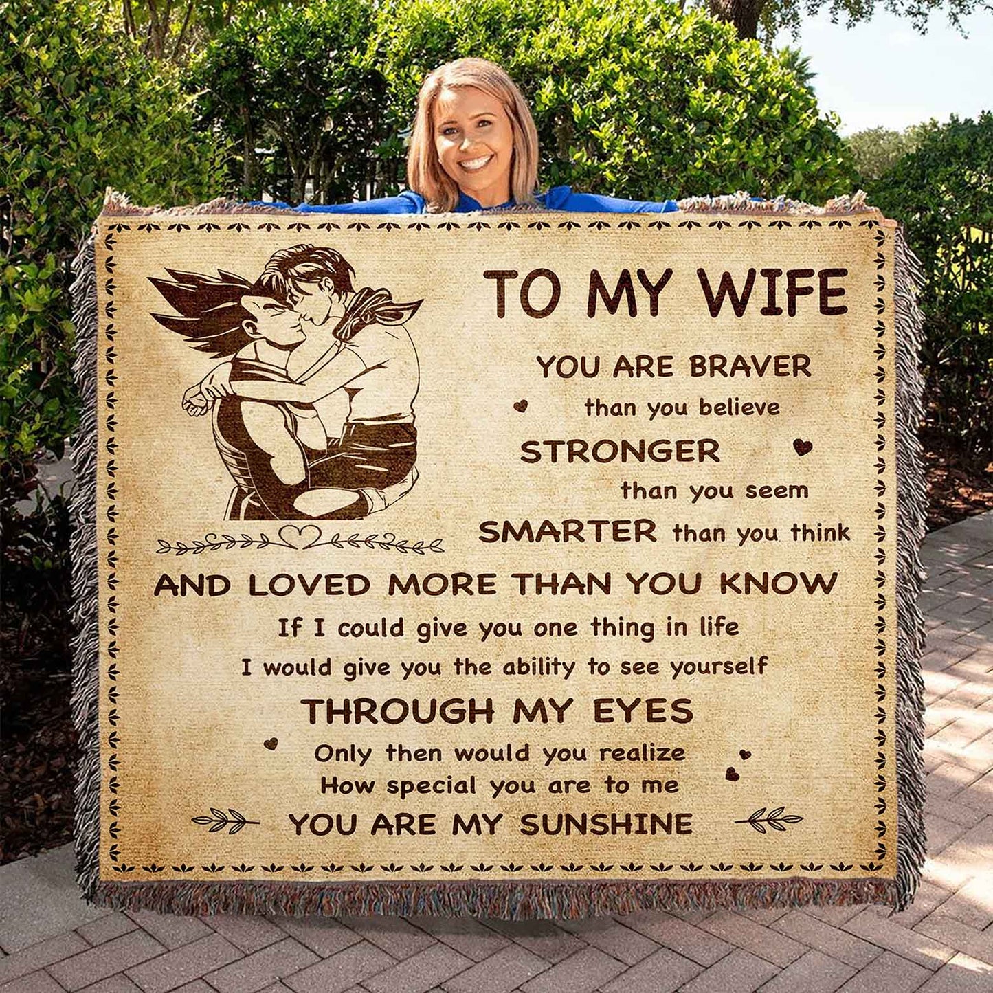 To My Wife Woven Blanket You Are Braver Than You Believe You Are My Sunshine Gift For Your Wife