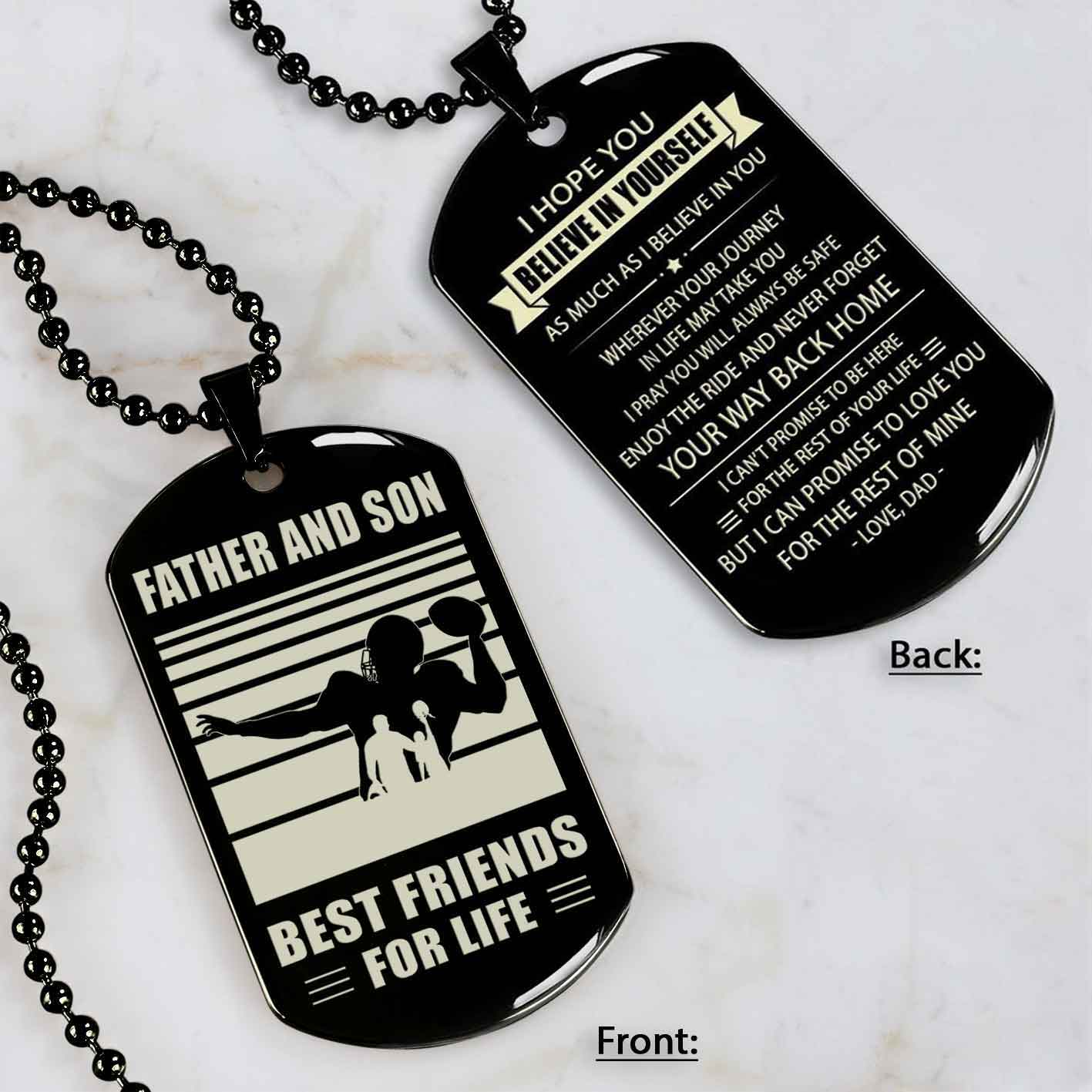 Basketball Personalized Double Sided Dog Tag Father And Son Best Friends For Life Message on the back side New Version