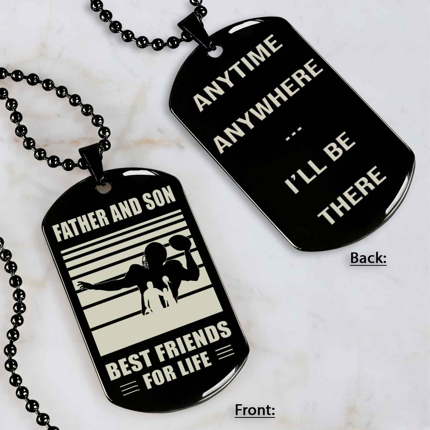 Basketball Personalized Double Sided Dog Tag Father And Son Best Friends For Life Message on the back side New Version