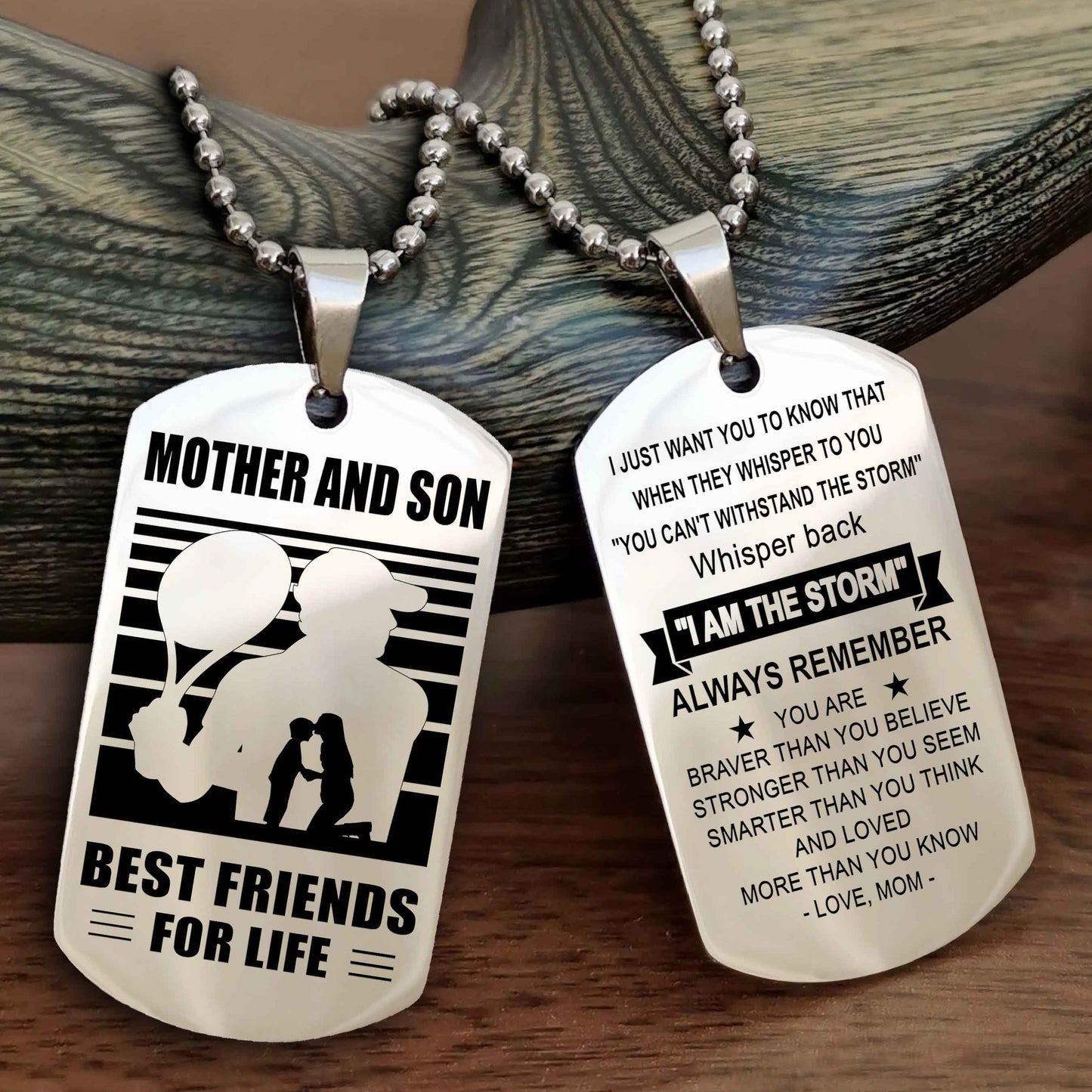 Sport Personalized Double Sided Dog Tag Father And Son Best Friend For Life - Whisper Back I'm The Storm