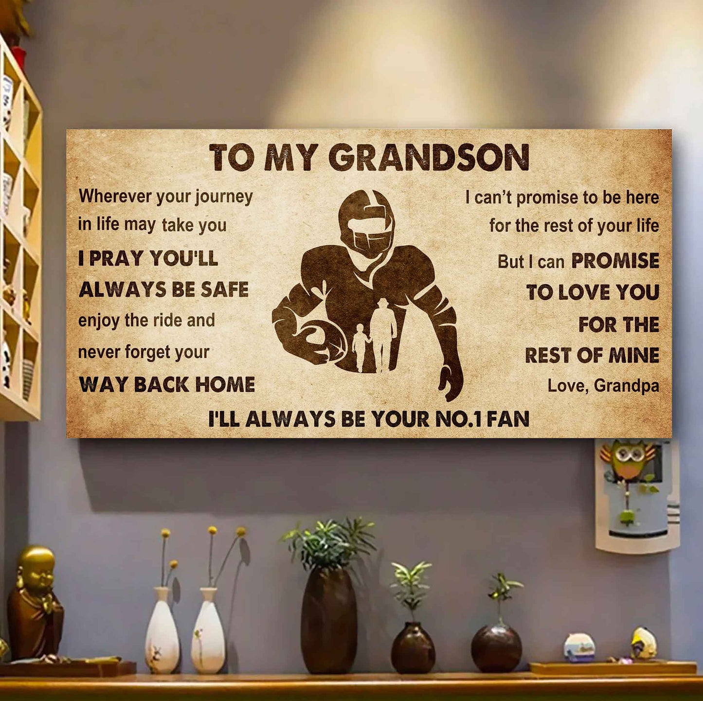 Personalized Sport  Baseball Poster Canvas I'll Be Your No 1 Fan Grandpa To Grandson - Never Forget Your Way Back Home