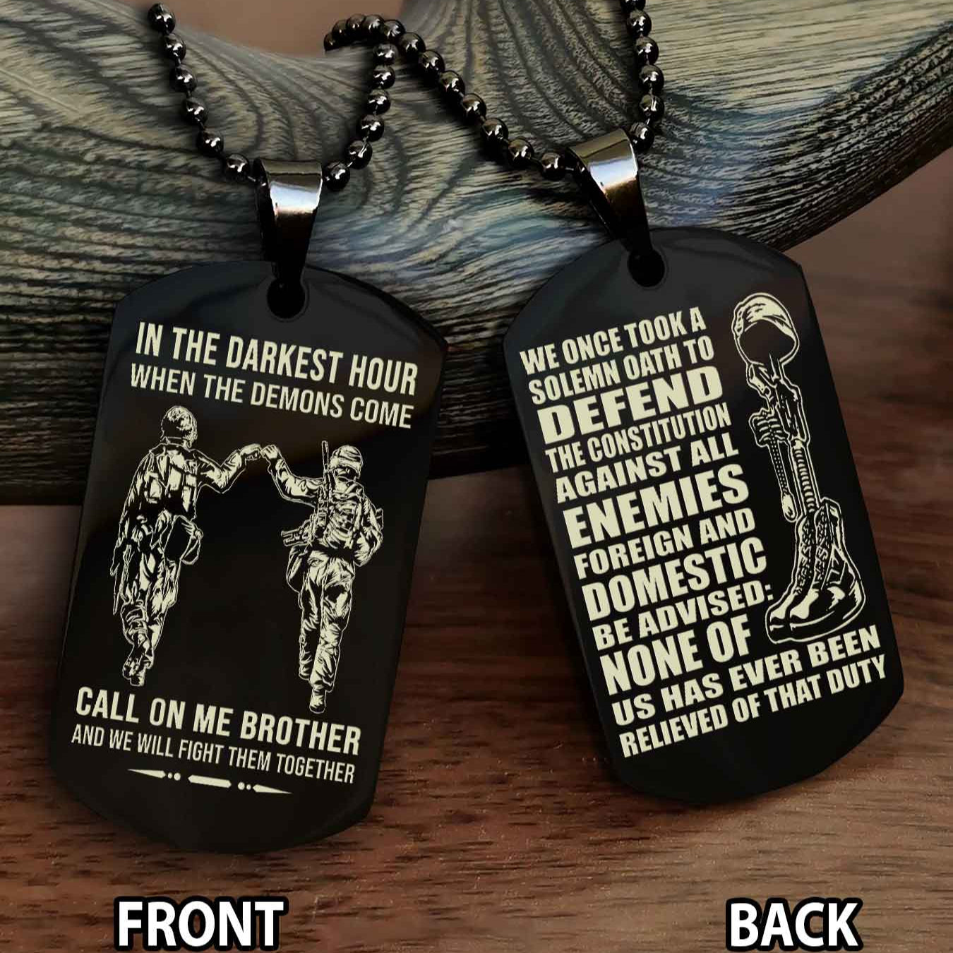 Soldier Personalized Double Sided Dog Tag For Brother
