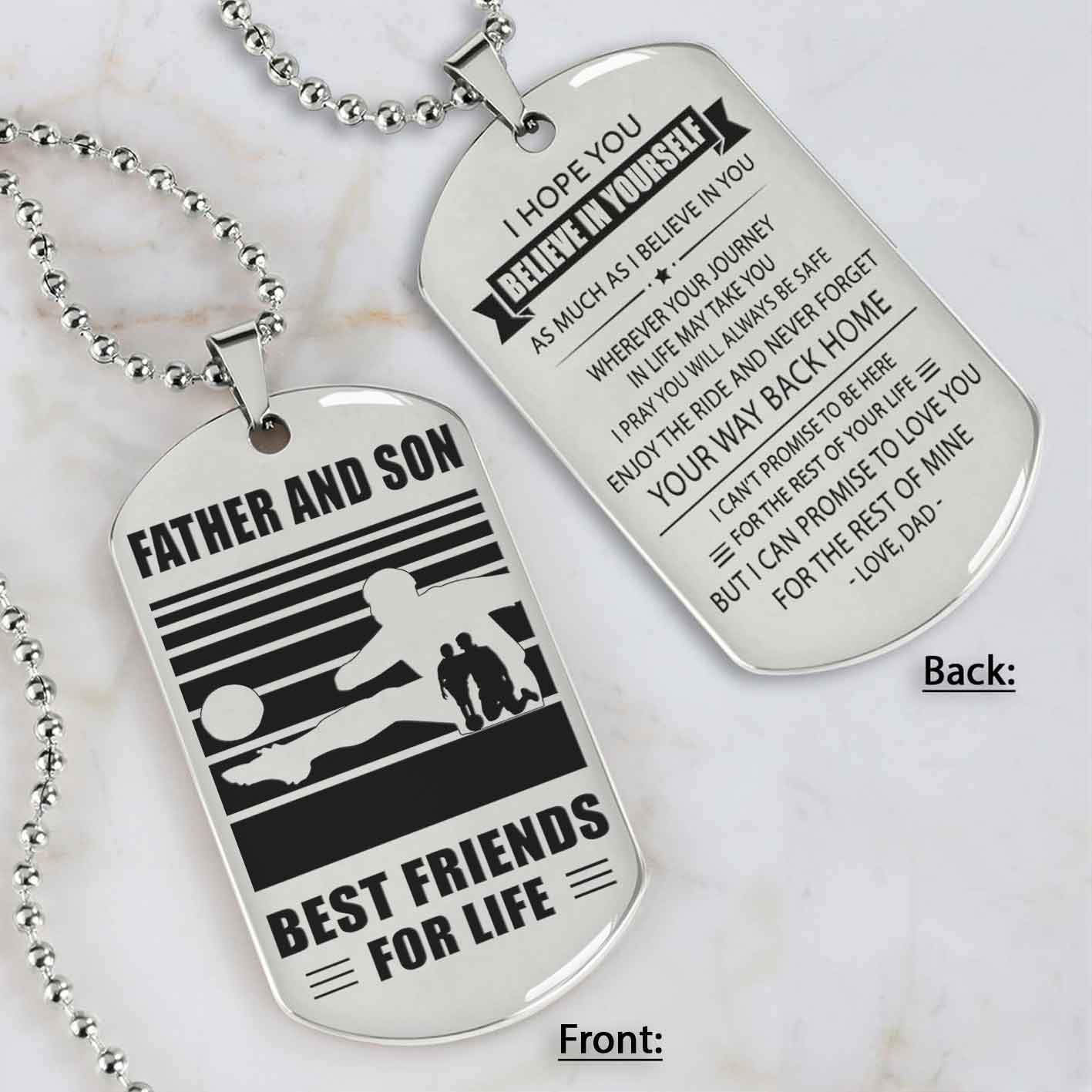 Silver Version Basketball Personalized Double Sided Dog Tag Father And Son Best Friends For Life  Message on the back side
