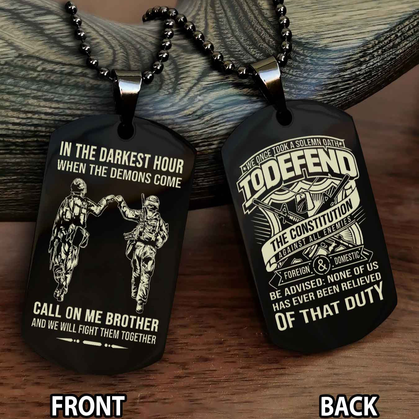 Soldier Personalized Double Sided Dog Tag For Brother