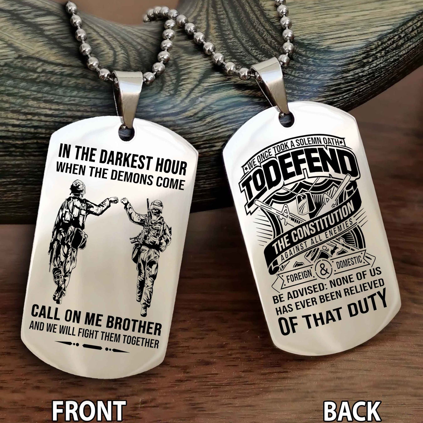 Soldier Personalized Double Sided Dog Tag For Brother