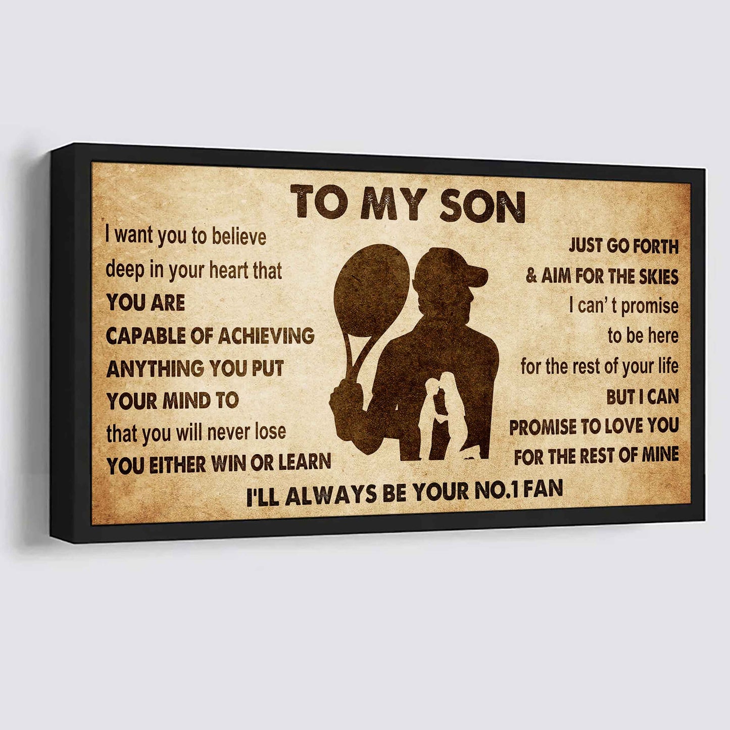Personalized Sport Poster Canvas I'll Be Your No 1 Fan Mom To Son - You Will Never Losse You Either Win Or Learn