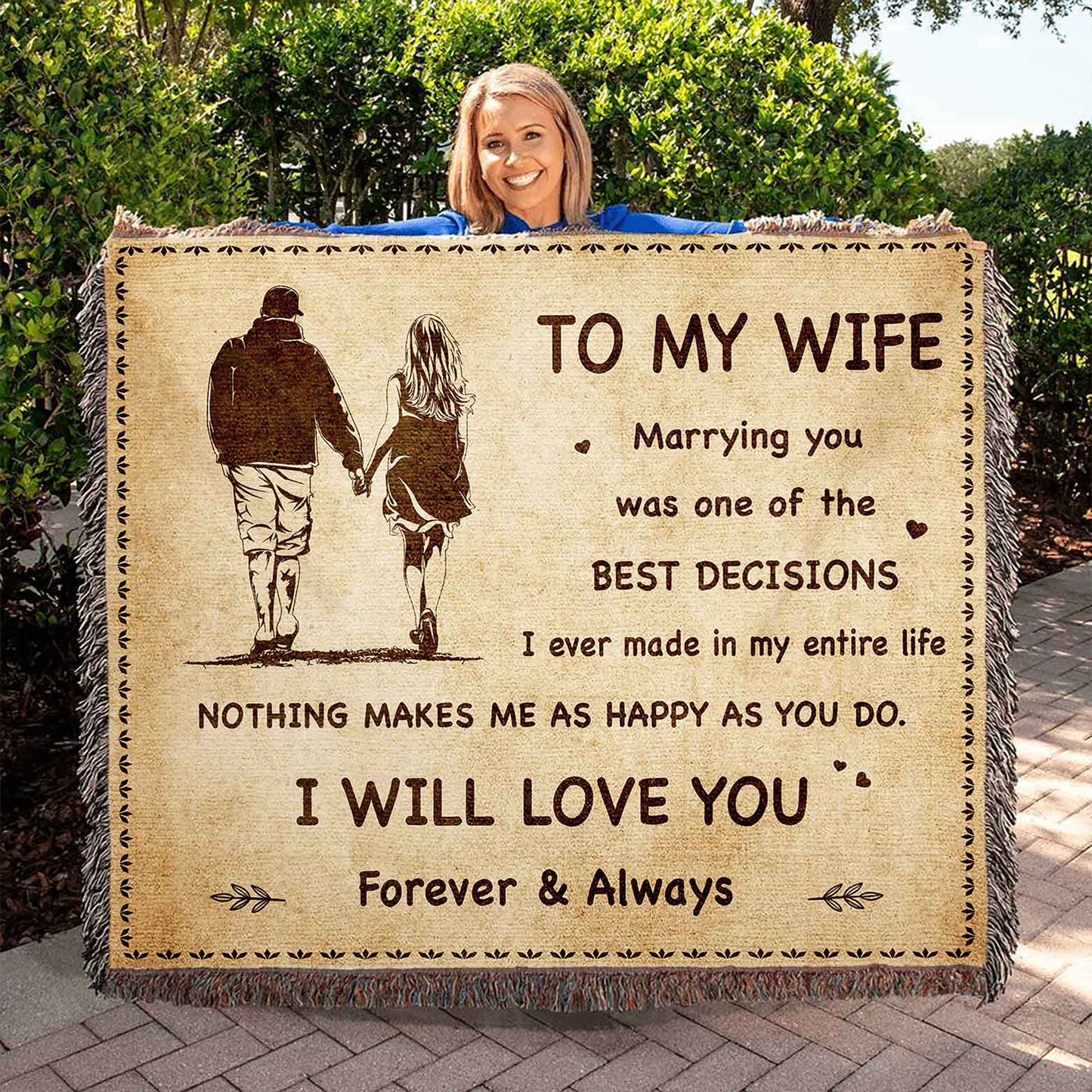 To My Wife Woven Blanket Marrying You Was One Of The Best Decision Gift For Your Wife