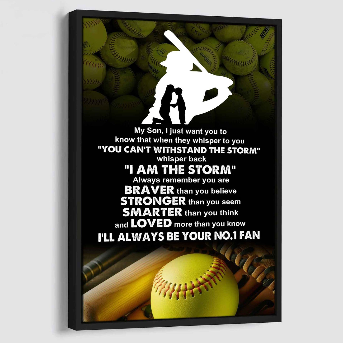 Baseball Poster Canvas Mom To Son - Whisper Back I Am The Storm I Will Always Your No 1 Fan