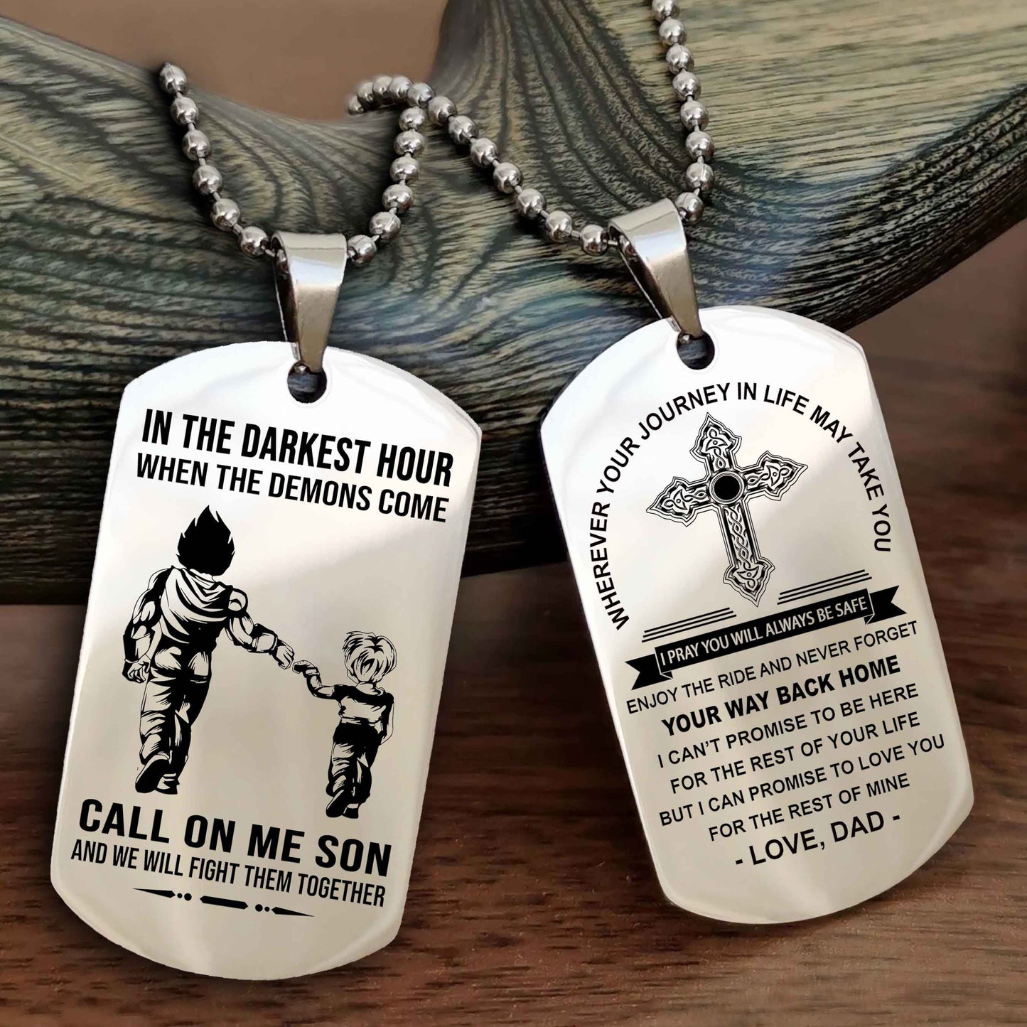 DRB Double Sided Cross Dog Tag Call On Me Son - Gift For Son From Dad Your Way Back Home