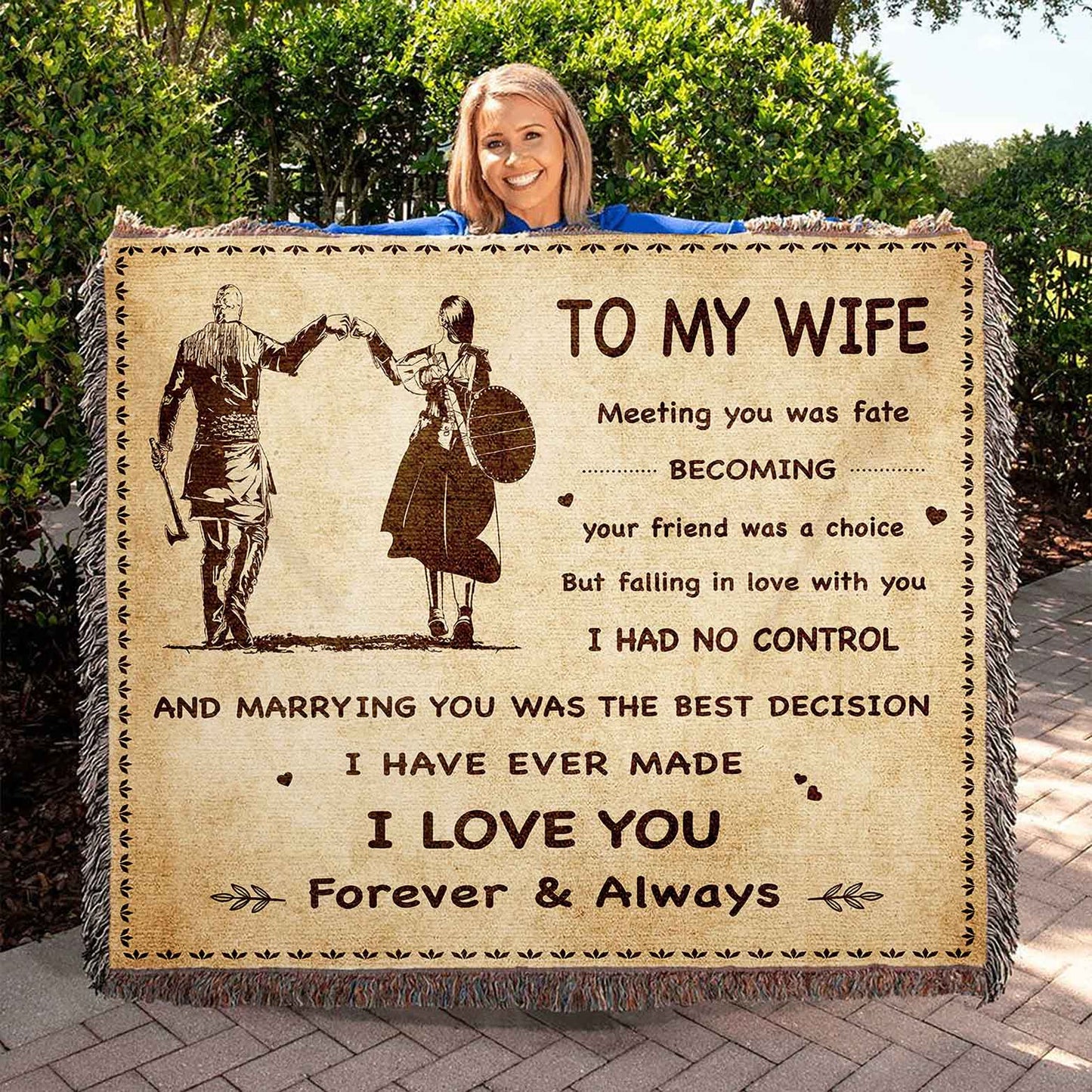 To My Wife Woven Blanket Meeting You Was Fate I Love You Forever And Always Gift For Your Wife