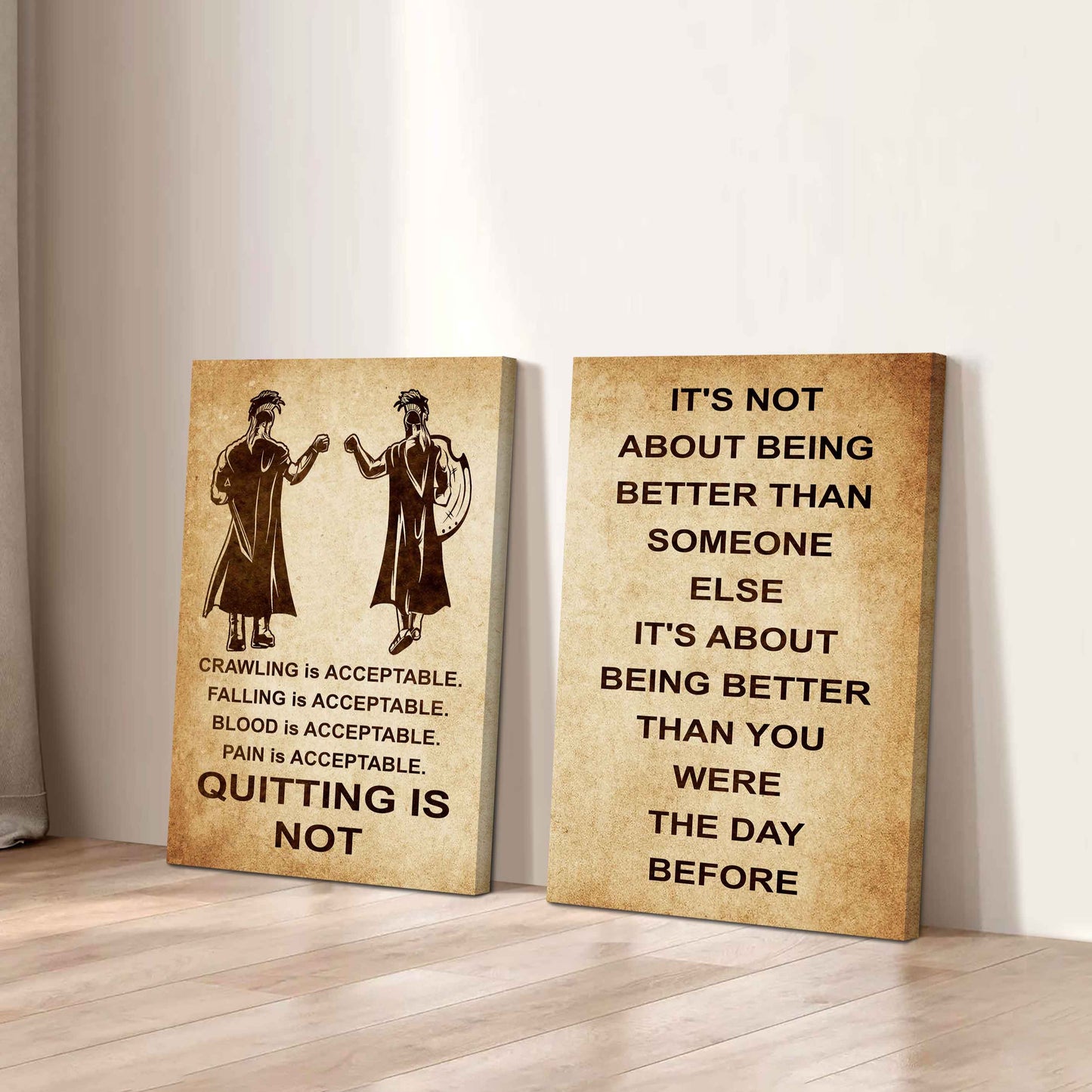 Combo 2 DRB Poster Canvas Quitting Is Not - It's Not About Being Better Than Someone Else It's About Being Better Than You Were The Day Before