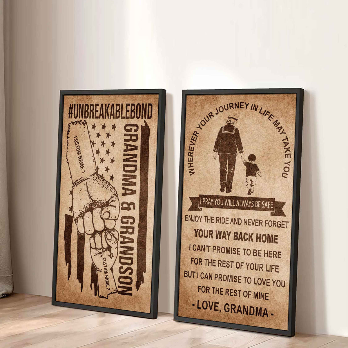 Unbreakable Bond Canvas Set Grandma And Grandson Never Forget Your Way Back Home I Love You