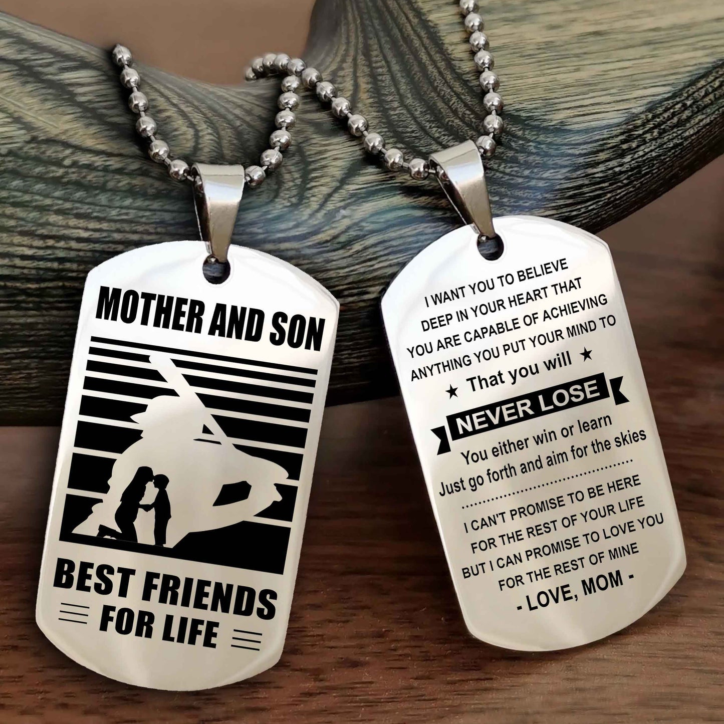 Sport Personalized Double Sided Dog Tag Father And Son Best Friend For Life - You Will Never Lose You Either Win Or Learn