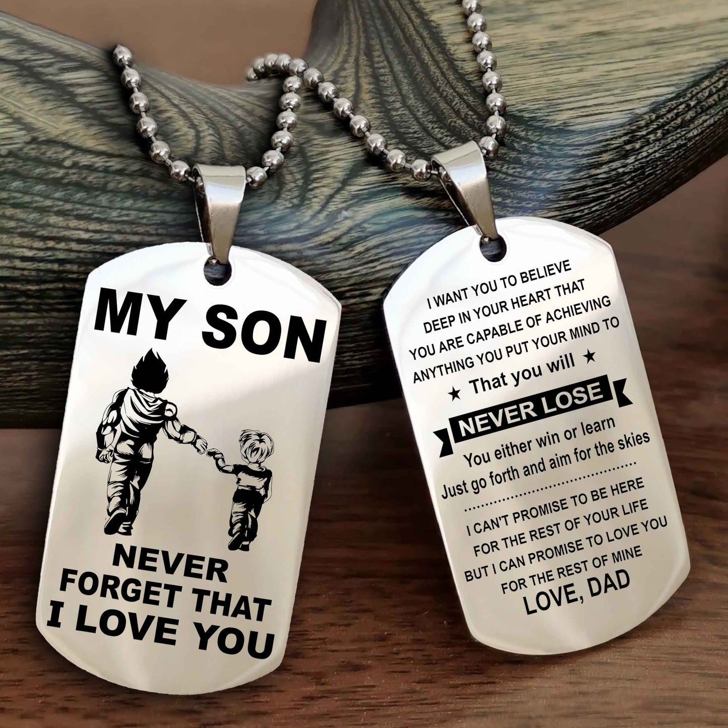 DRB Double Sided Dog Tag To My Son Never Forget That I Love You New Version - That You Will Never Lose You Either Win Or Learn