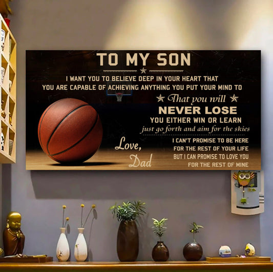 Customizable basketball poster – dad to son - never lose
