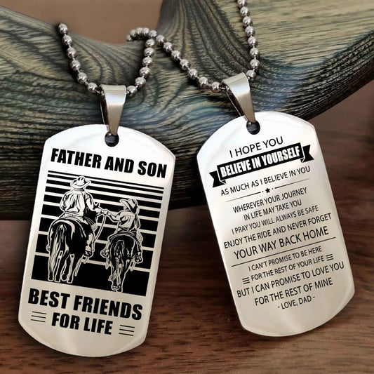 Cowbow Personalized Double Side Dog Tag From Father To Son With Message On The Back Gift For Your Son