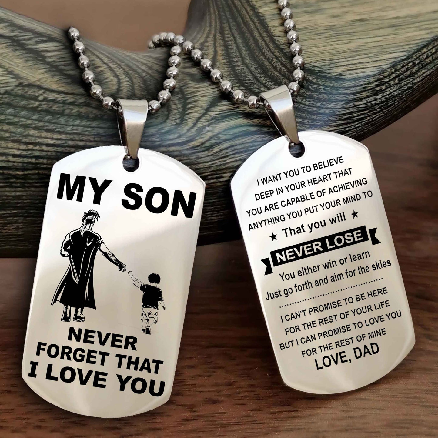 DRB Double Sided Dog Tag To My Son Never Forget That I Love You New Version - That You Will Never Lose You Either Win Or Learn