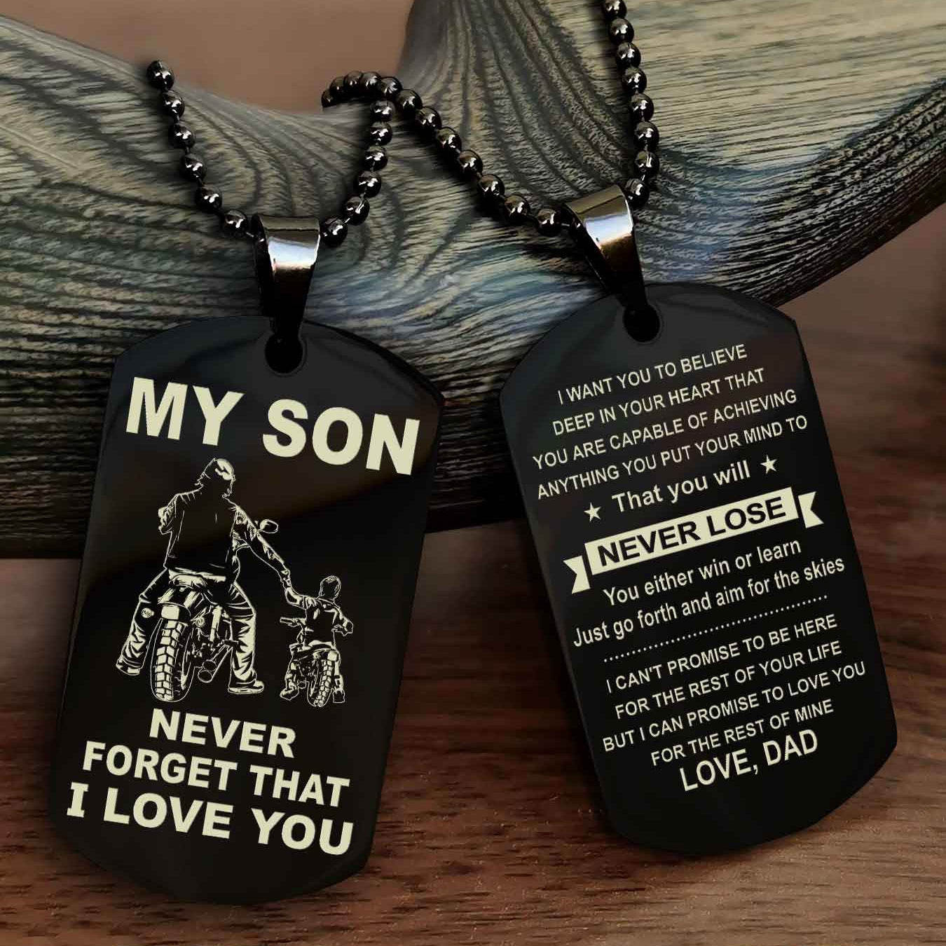 DRB Double Sided Dog Tag To My Son Never Forget That I Love You New Version - That You Will Never Lose You Either Win Or Learn