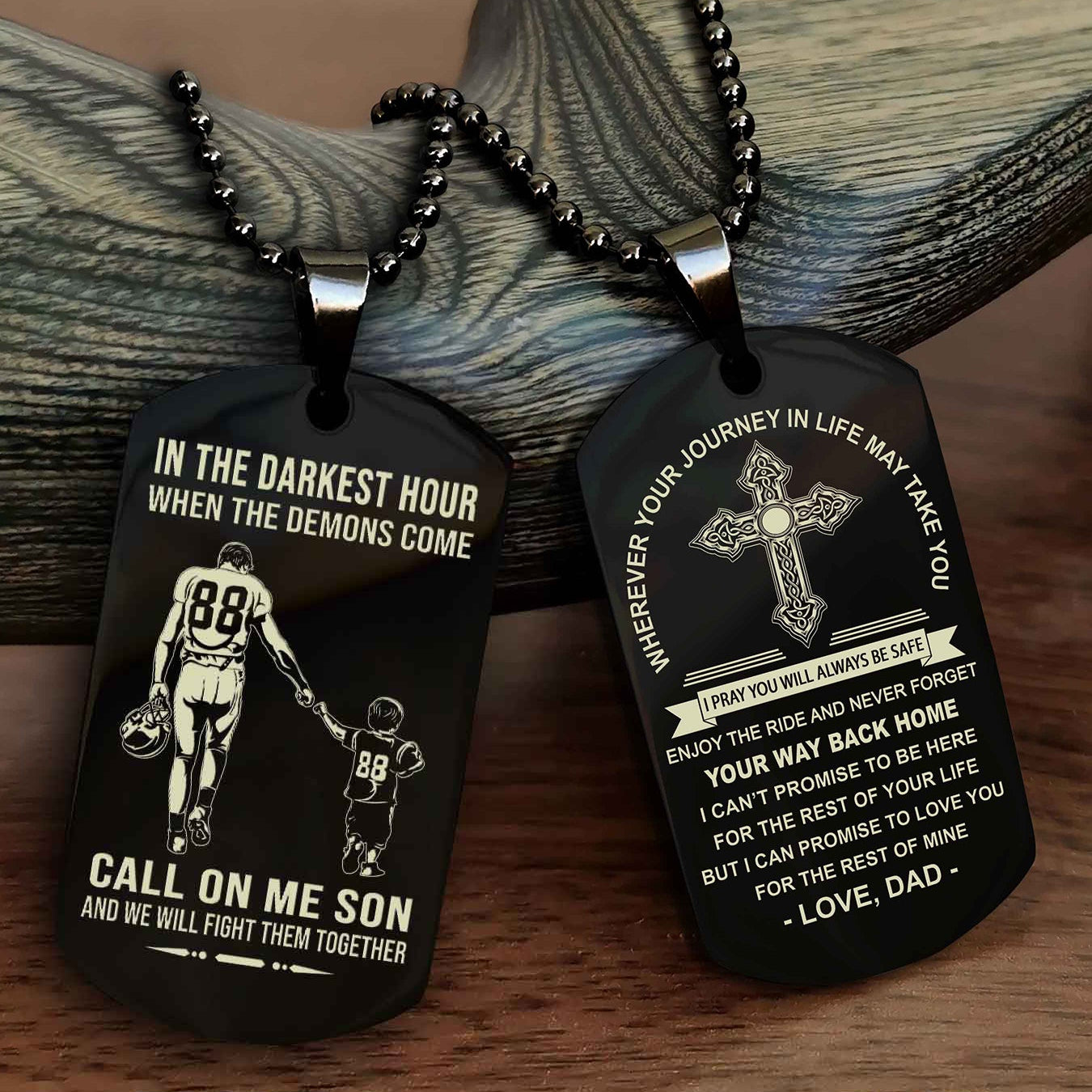 DRB Double Sided Cross Dog Tag Call On Me Son - Gift For Son From Dad Your Way Back Home