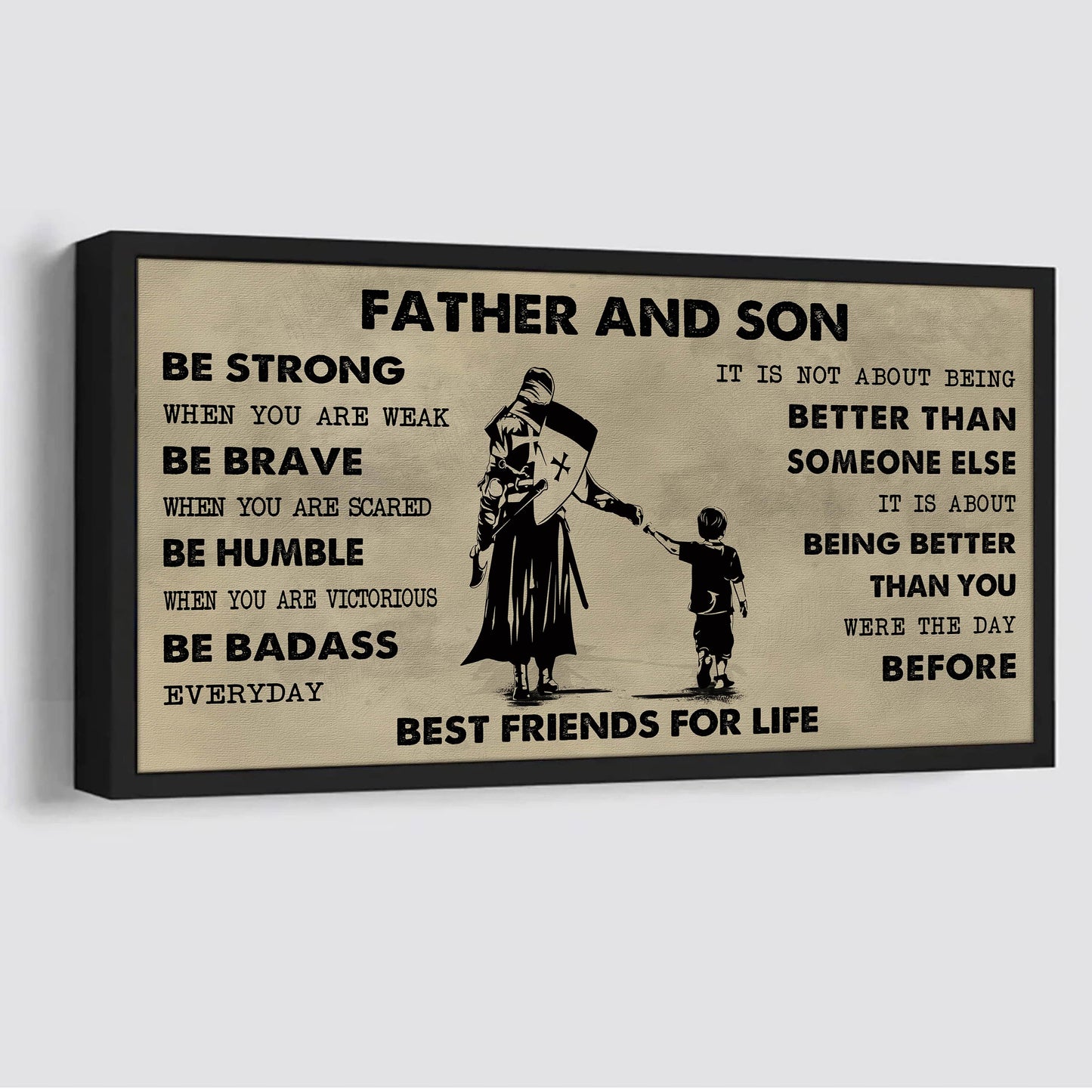 Ver 2 Family Father And Son Best Friends For Life - Be Strong When You Are Weak Poster Canvas Gift For Son From Father-Photo Upload