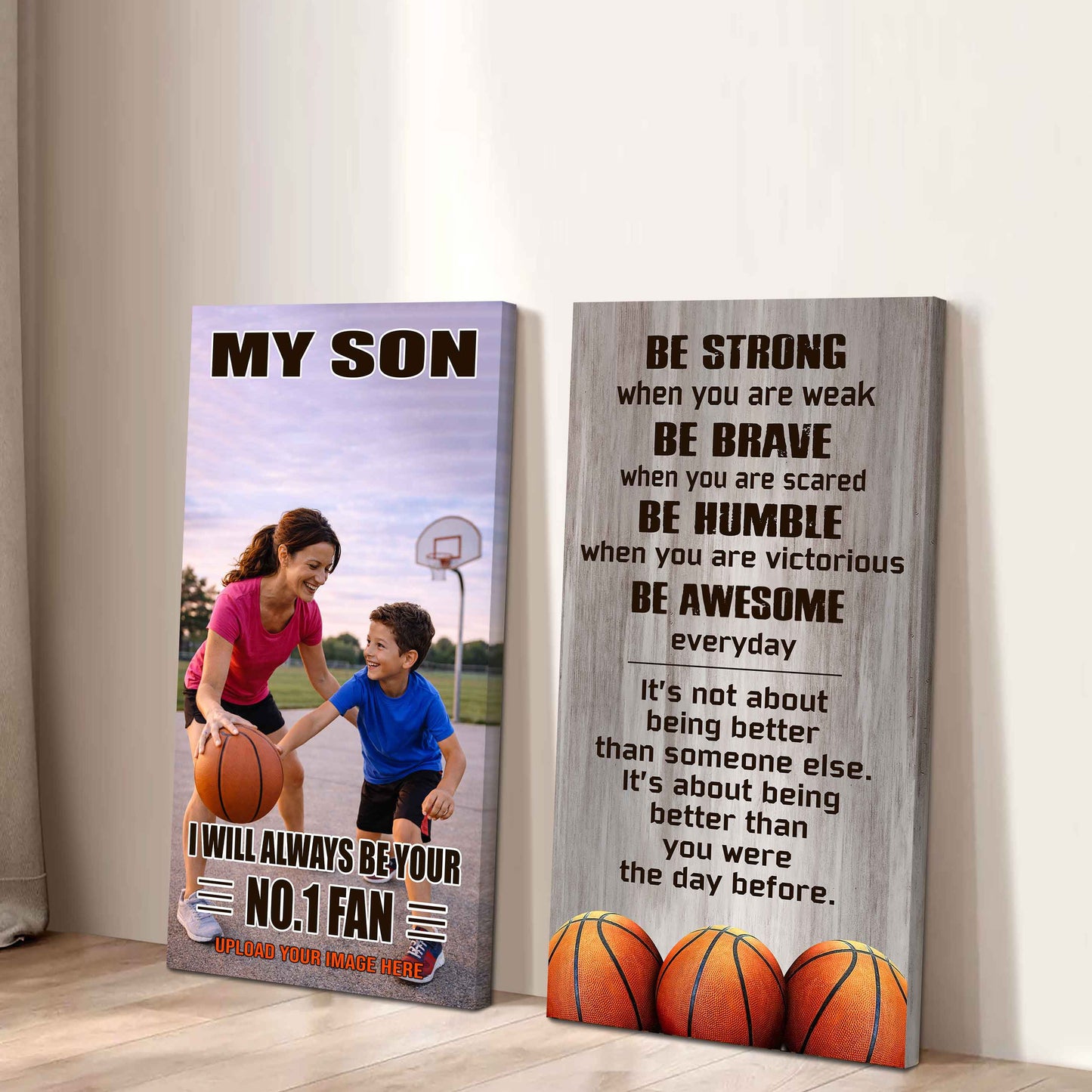 My Son Be Strong When You Are Weak Be Awesome Everyday Set 2 Canvas Wall Art From Mom To Son