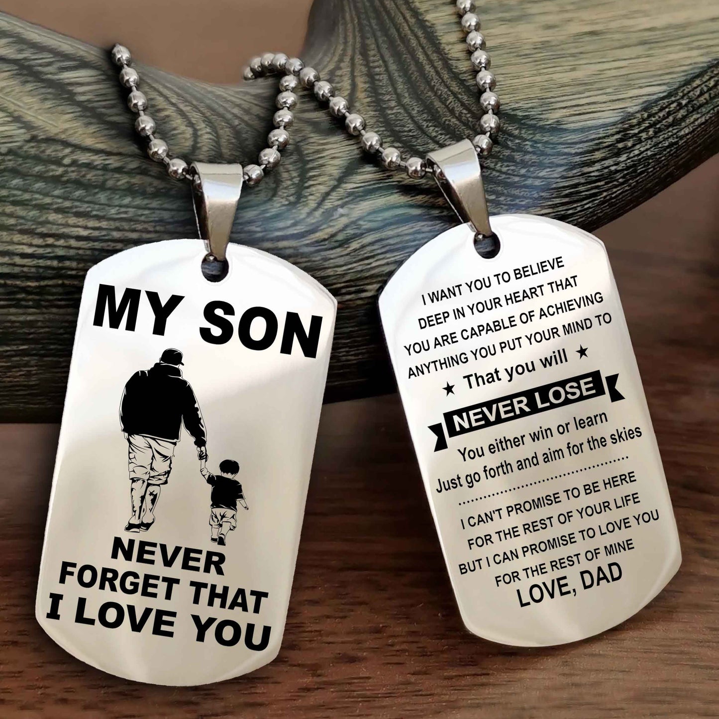 DRB Double Sided Dog Tag To My Son Never Forget That I Love You New Version - That You Will Never Lose You Either Win Or Learn