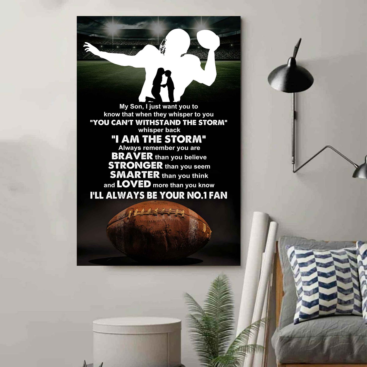 Baseball Poster Canvas Mom To Son - Whisper Back I Am The Storm I Will Always Your No 1 Fan