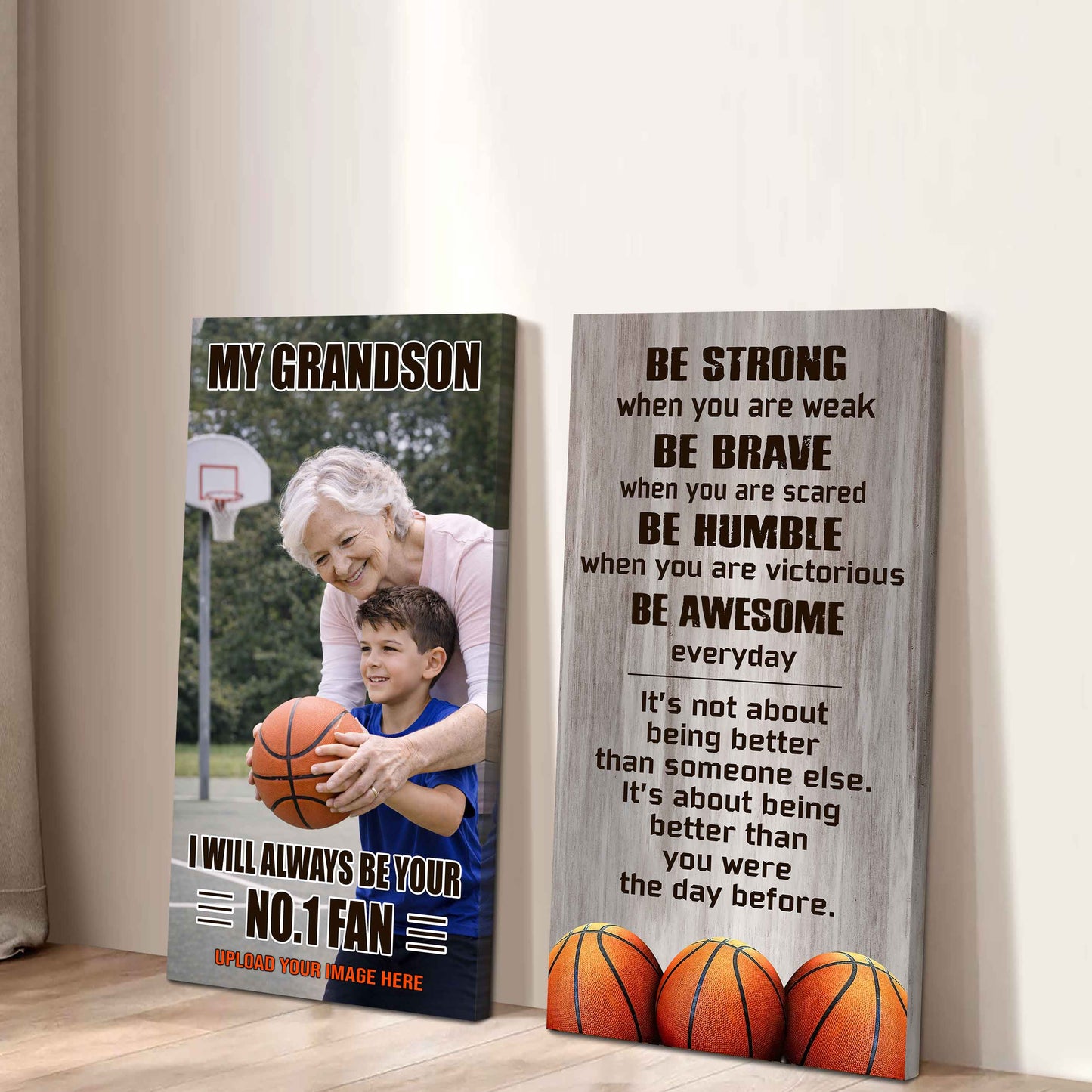 My Grandson Be Strong When You Are Weak Be Badass Everyday Set 2 Canvas Wall Art From Grandma To Grandson