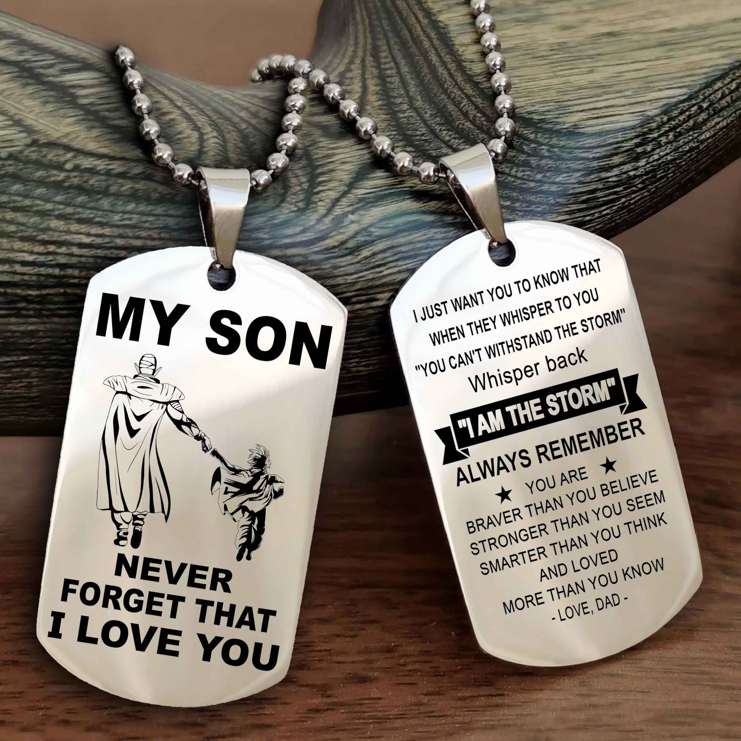 DRB Double Sided Dog Tag To My Son Never Forget That I Love You New Version - Whisper Back I'm The Storm