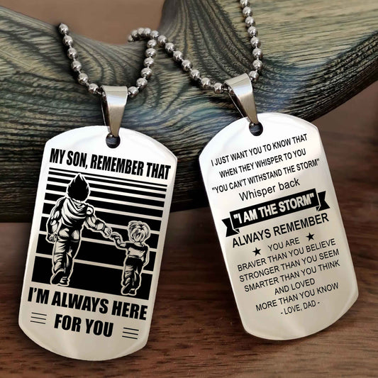 DRB Personalized Double Sided Dog Tag My Son Remember That I Will Always Here Whisper Back I Am The Storm