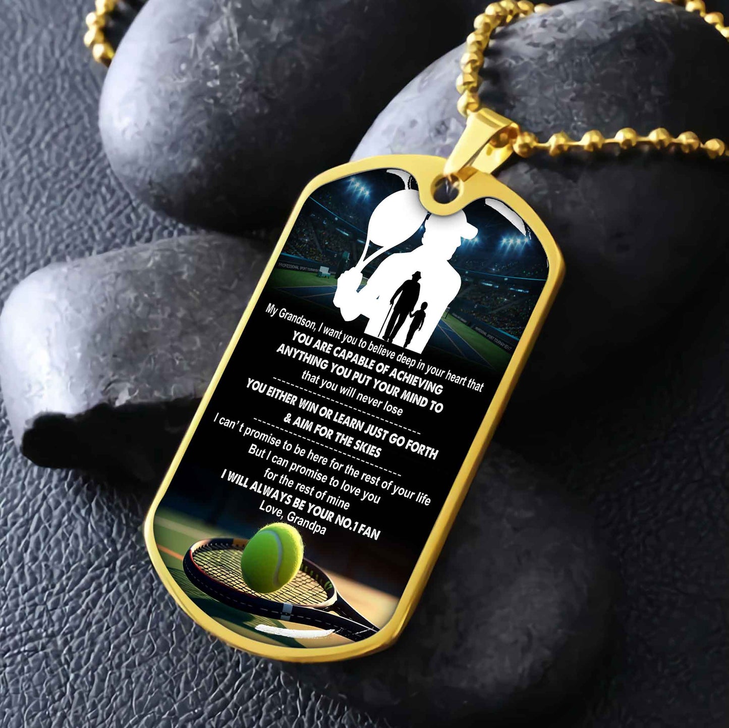 Sport Military Chain 18K Gold Plated Silver Plated To My Grandson From Grandpa Motivation Message I Will Always Be Your No 1 Fan